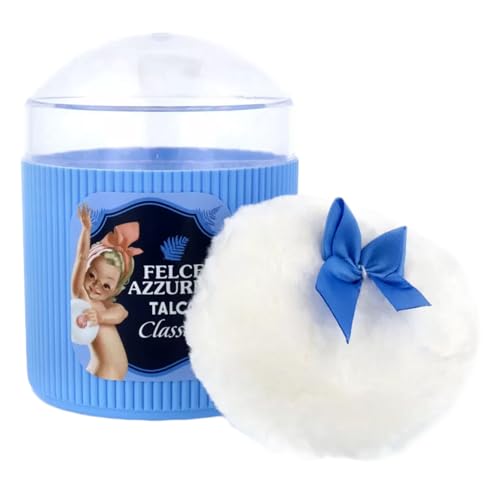 Felce Azzurra talco clásico, envase tarro, fragancia inconfundible para duchas.
