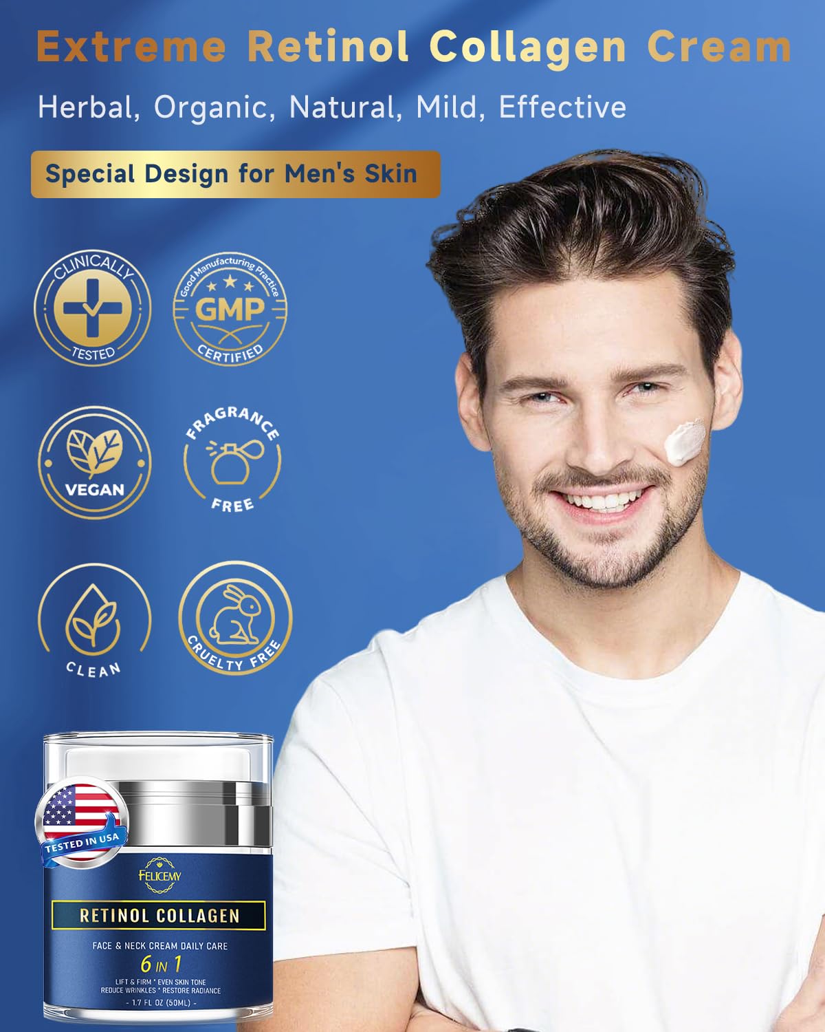 Felicemy ácido hialurónico para hombres, hidratación profunda