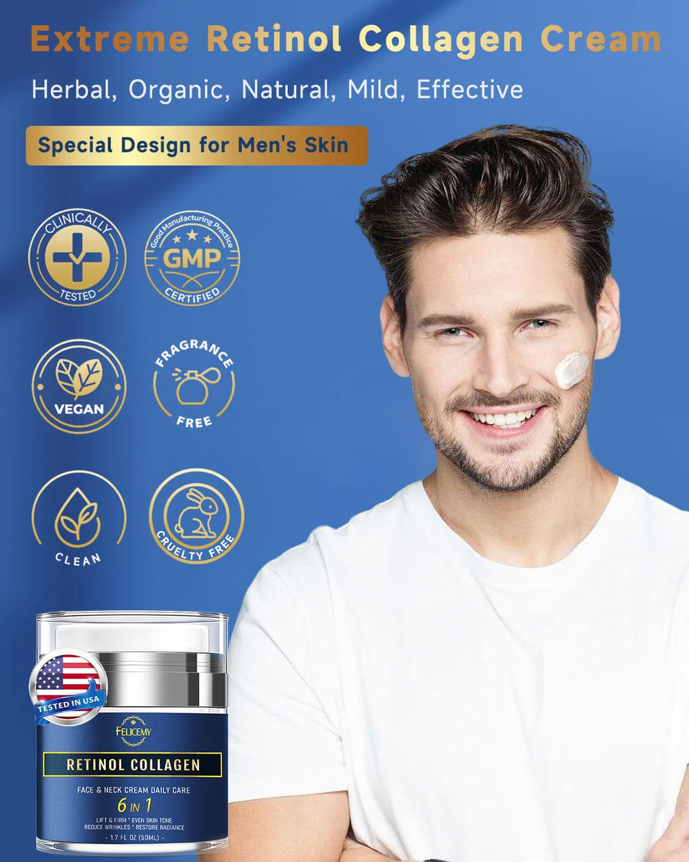 Felicemy ácido hialurónico para hombres, hidratación profunda