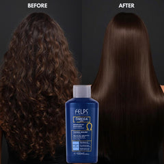 Aplicación de Omega Zero para reducir frizz y obtener cabello liso.