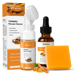 Femani limpiador curcuma rostro en botella para limpieza suave y revitalizante.