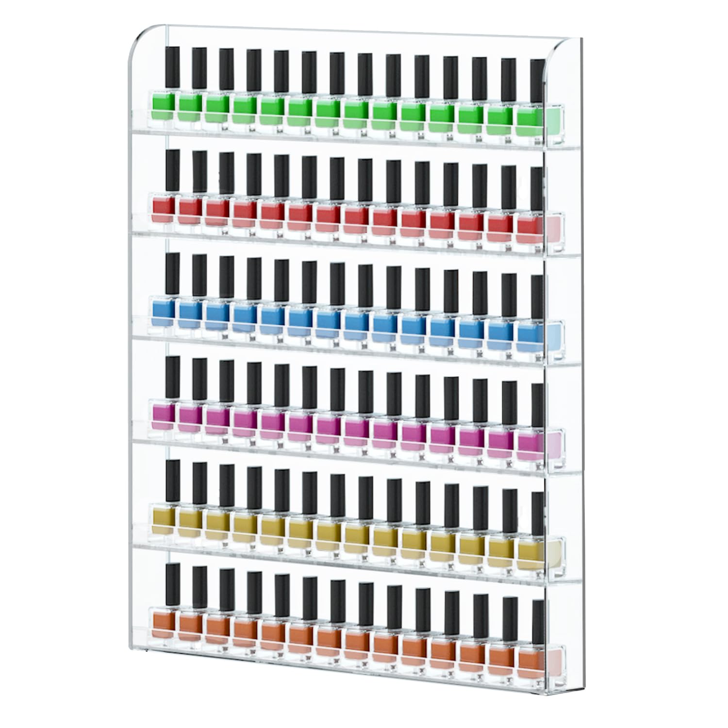 Estante FEMELI para esmaltes en pared con 6 filas y acrílico claro