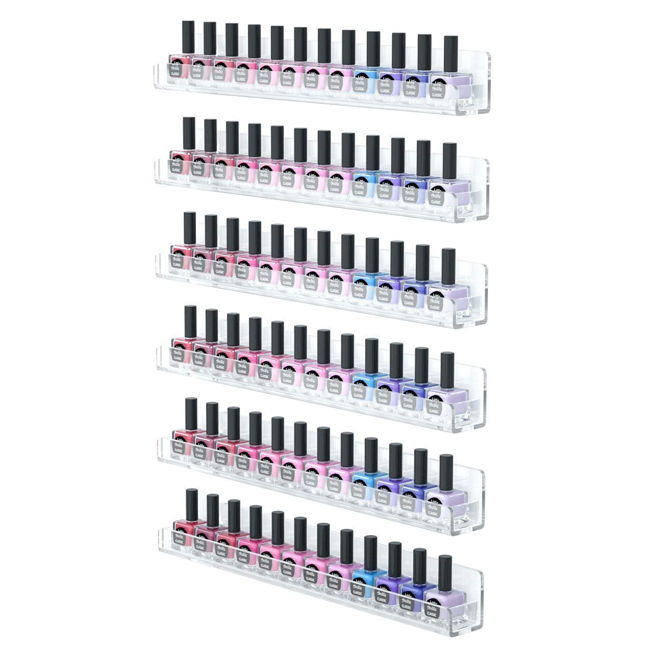 FEMELI estantería para esmaltes en pared, 6 estantes, facilita acceso rápido a colores.
