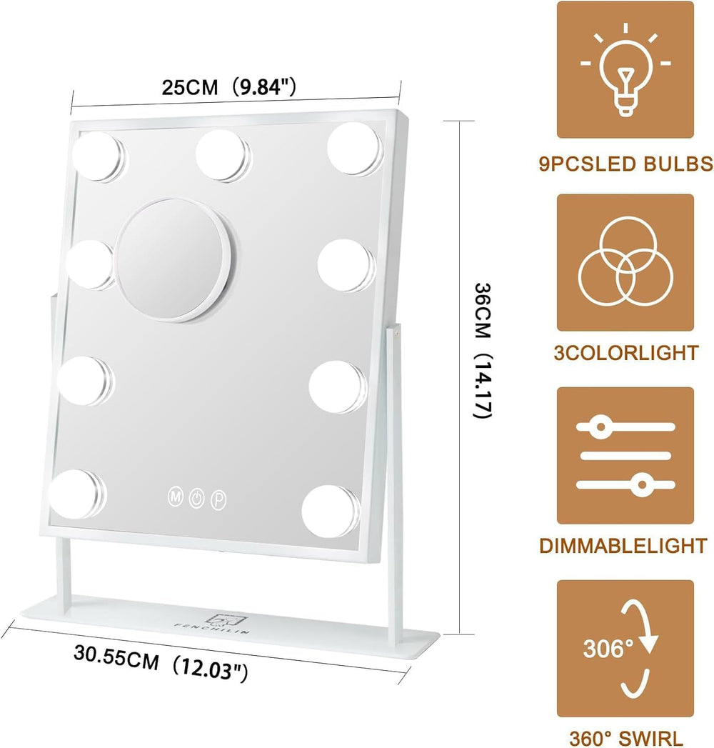Fenchilín: espejo de vanidad 12x14 con iluminación ajustable para cualquier hora.