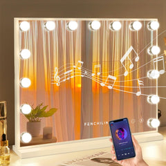 FENCHILIN espejo de vanidad iluminado con 15 LEDs para maquillaje preciso.