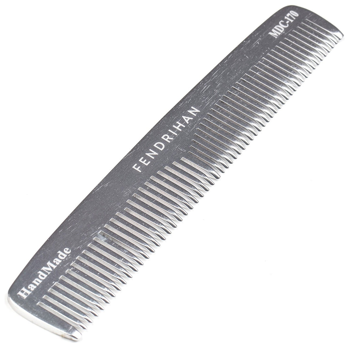 Fendrihan peine de bolsillo de metal con dientes dobles para peinado suave.