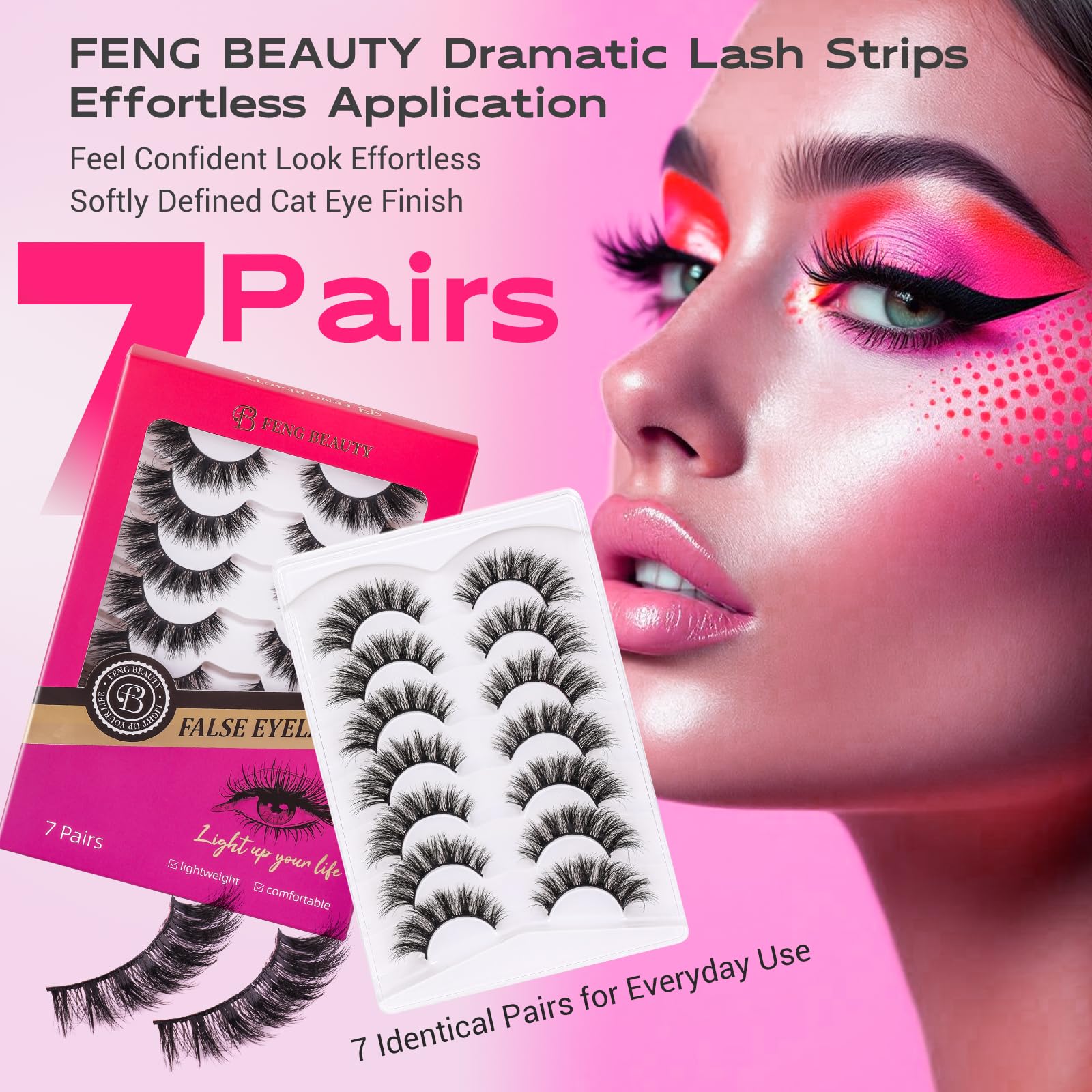 FENG BEAUTY pestañas reutilizables para uso diario y glam