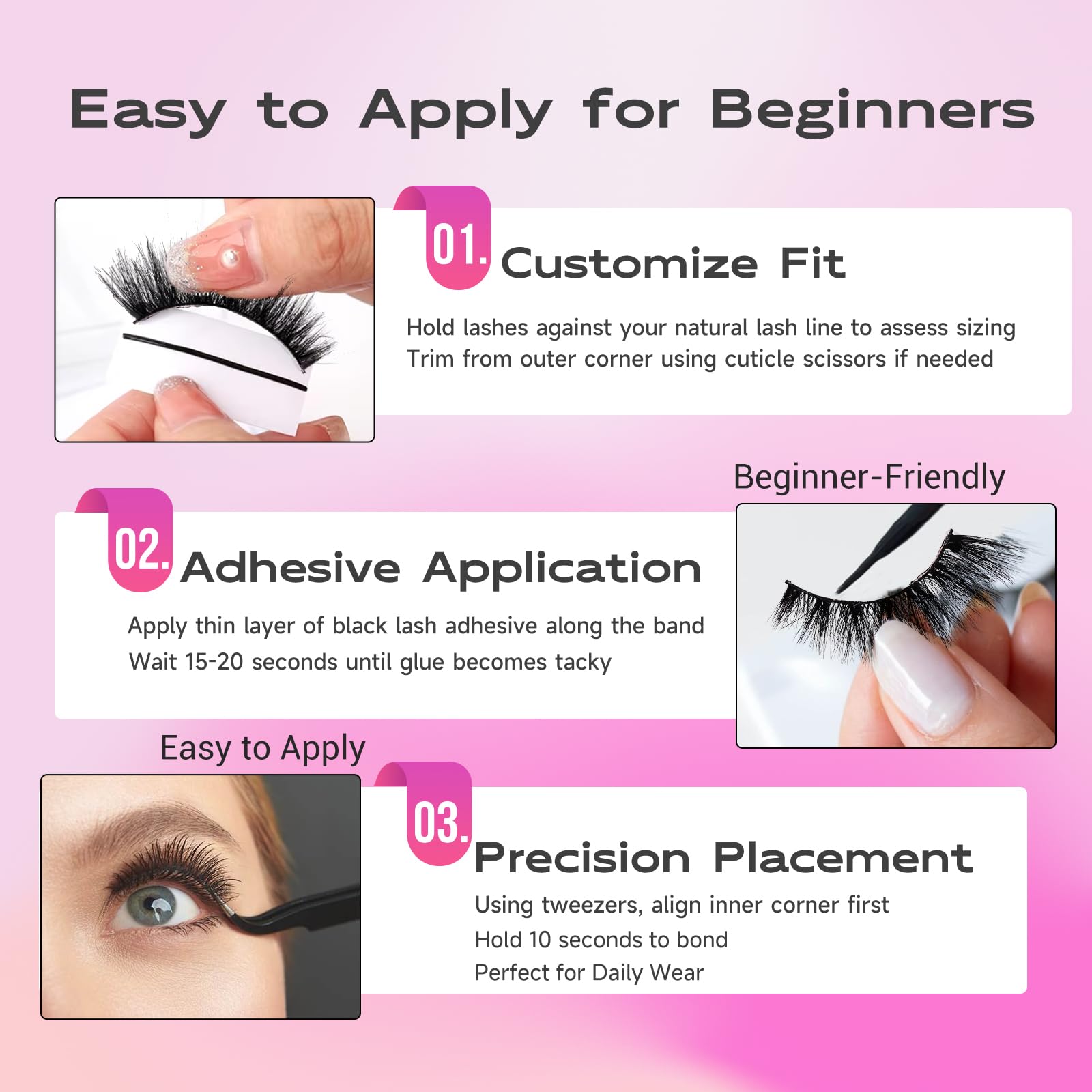 FENG BEAUTY pestañas fáciles de aplicar para principiantes