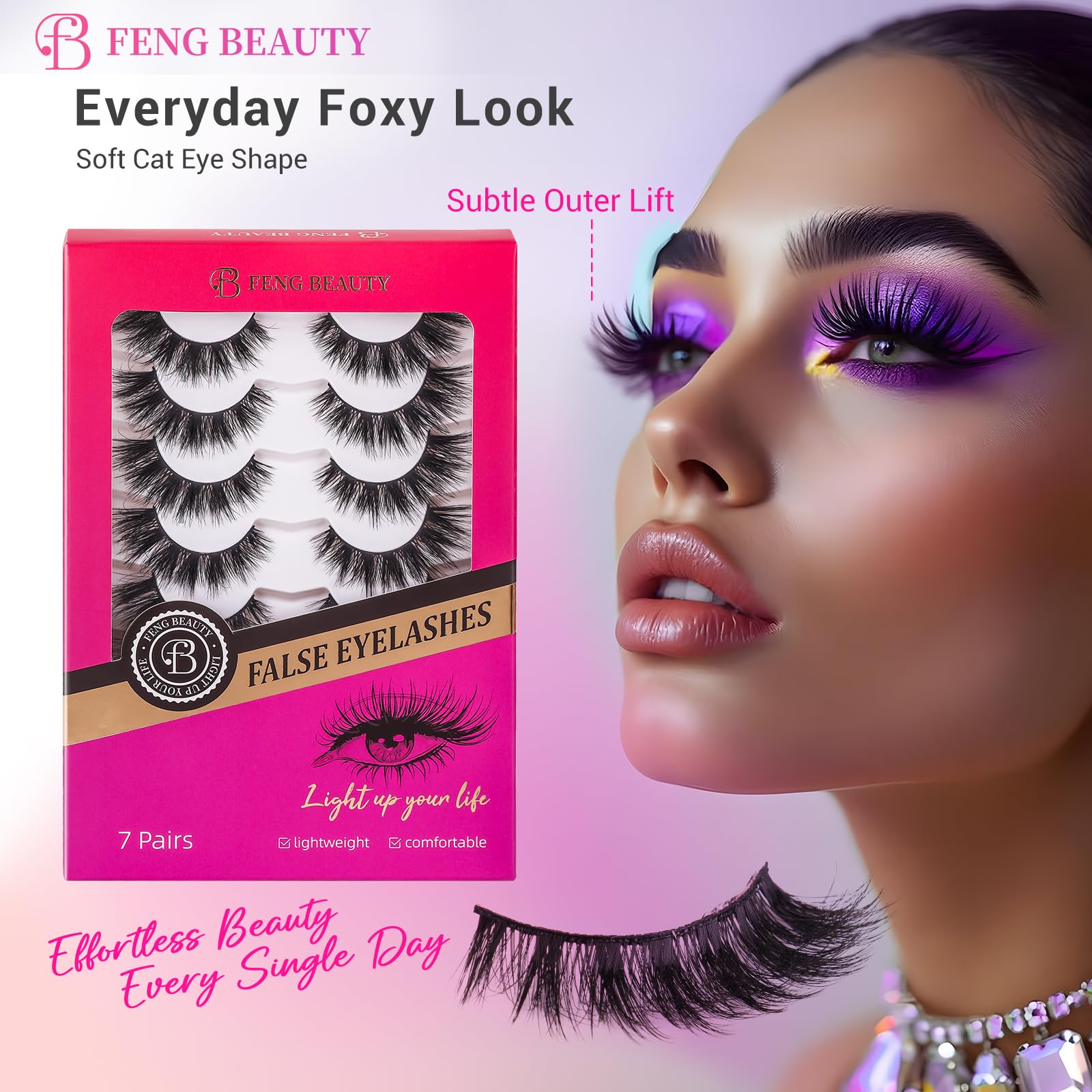 FENG BEAUTY pestañas ligeras para ojos sensibles y comodidad durante todo el día