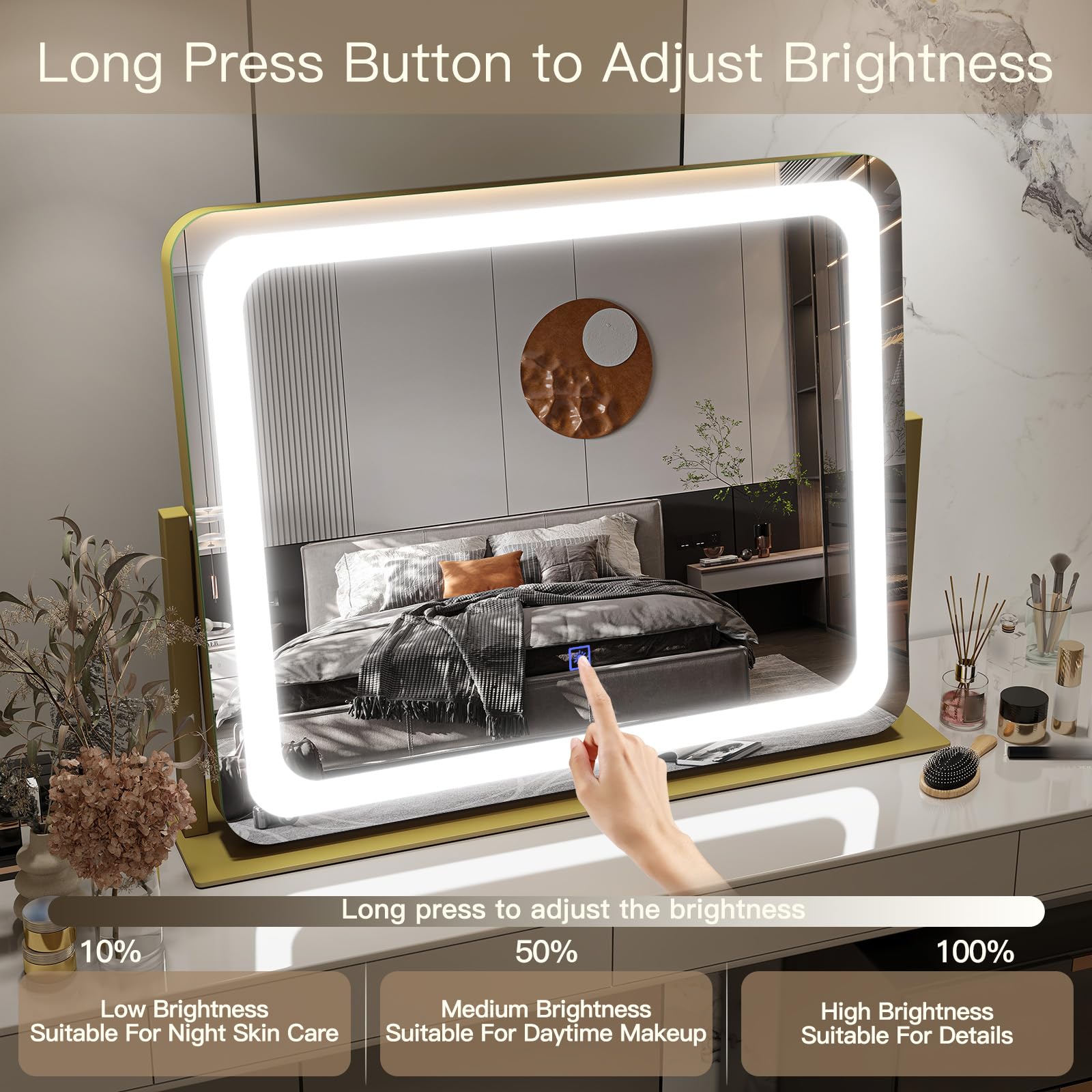 Cadre en aluminium FENNIO et bordure durable pour protéger le miroir.