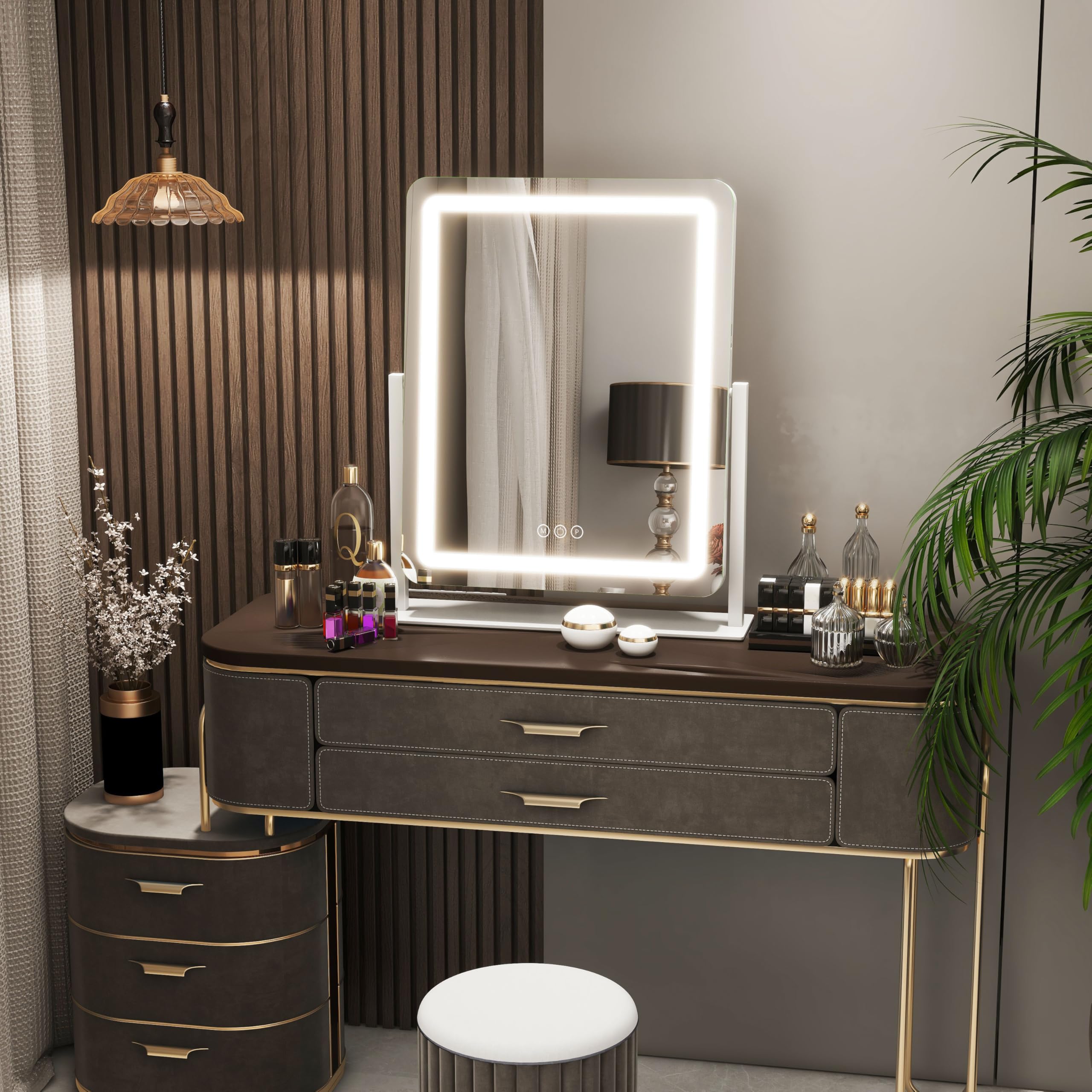 FENNIO Espejo con luz LED, ideal para maquillaje en casa.