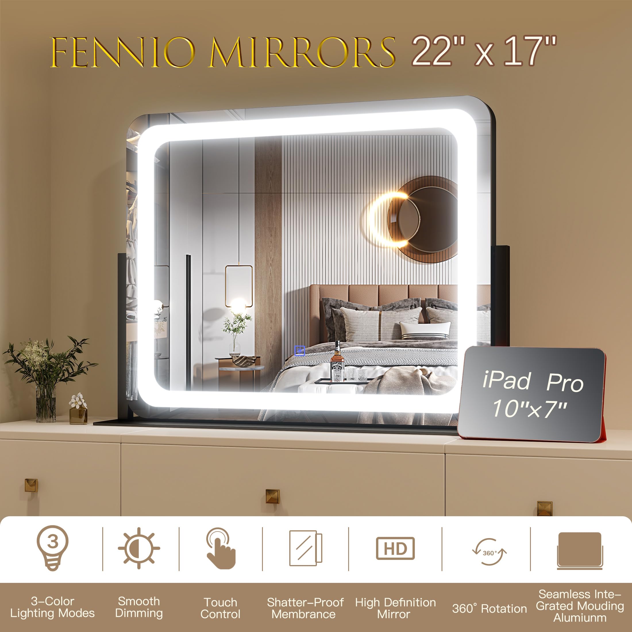 FENNIO Regalo práctico de espejo con luces para ocasiones especiales.