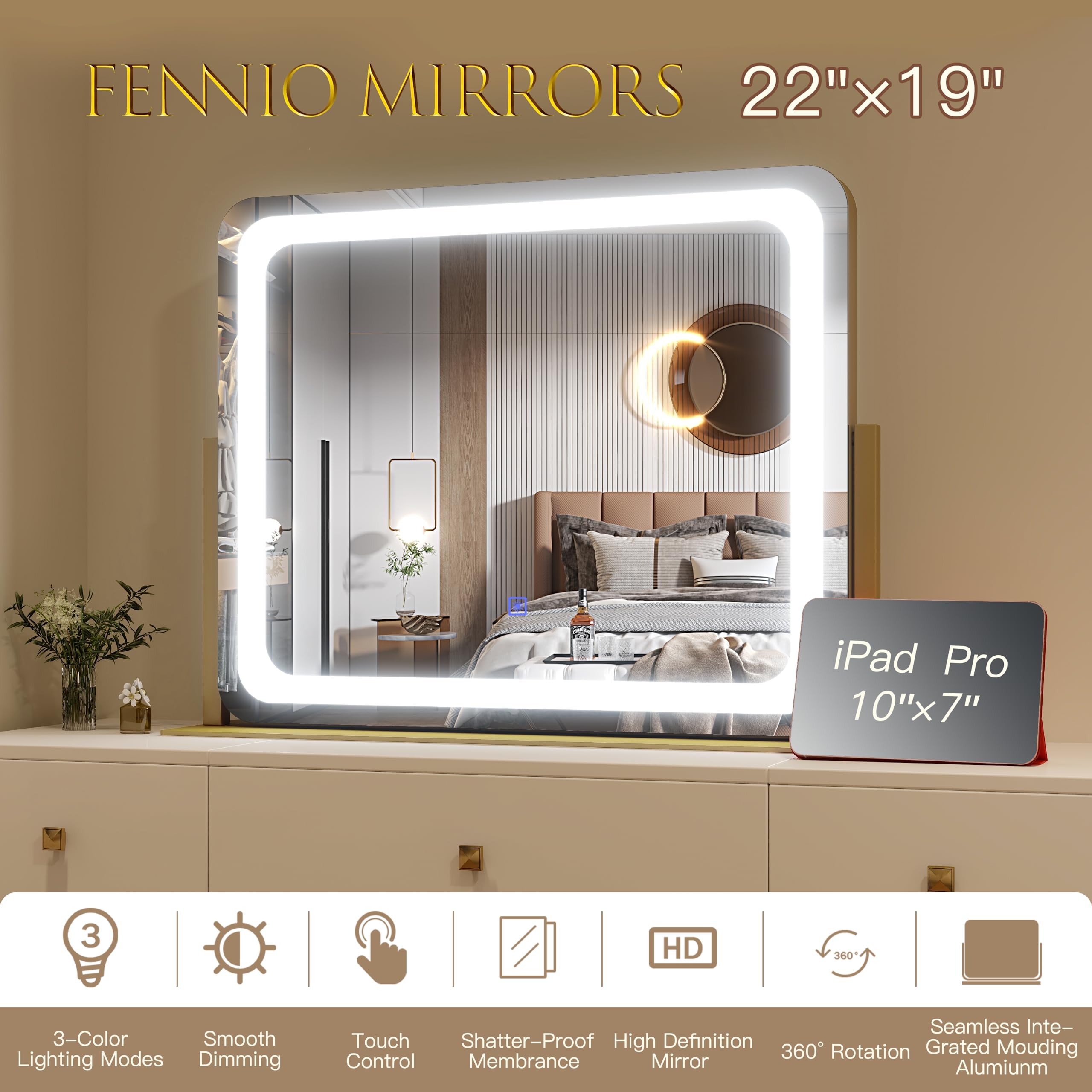 Membrane anti-choc sur le miroir FENNIO pour plus de sécurité.