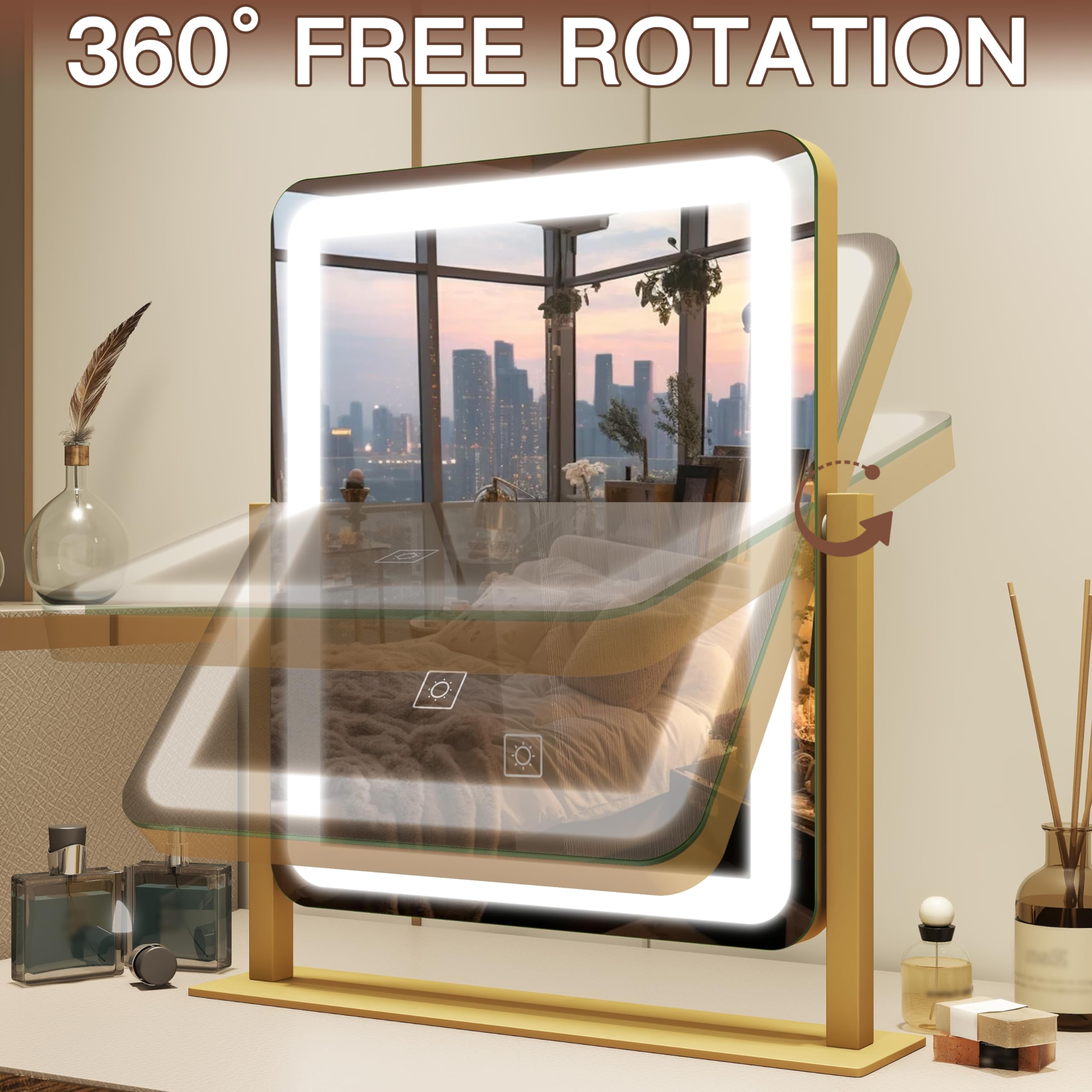 Miroir FENNIO vanité cadre aluminium robuste pour une durabilité quotidienne.