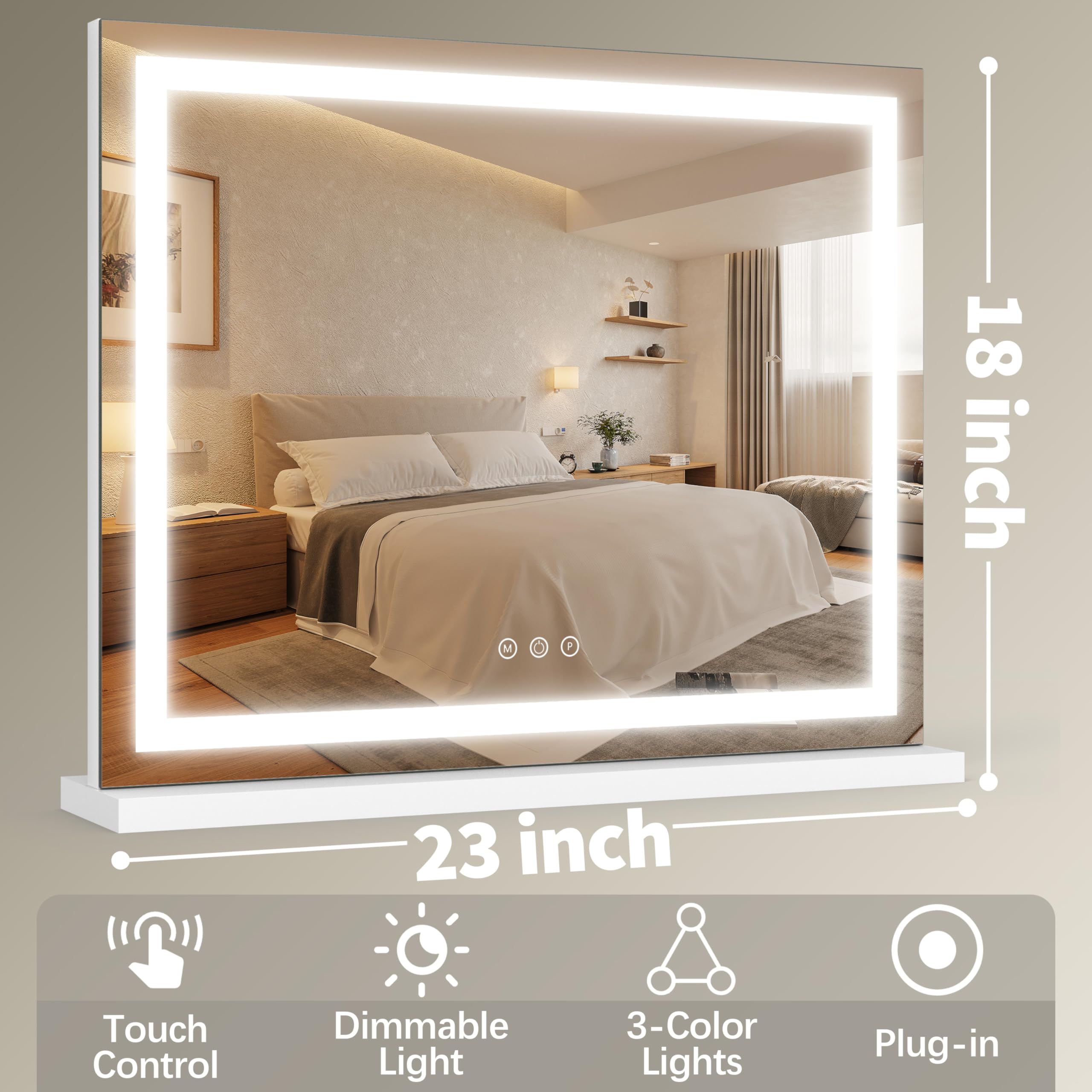 FENNIO Miroir vanité cadre élégant et surface facile à nettoyer