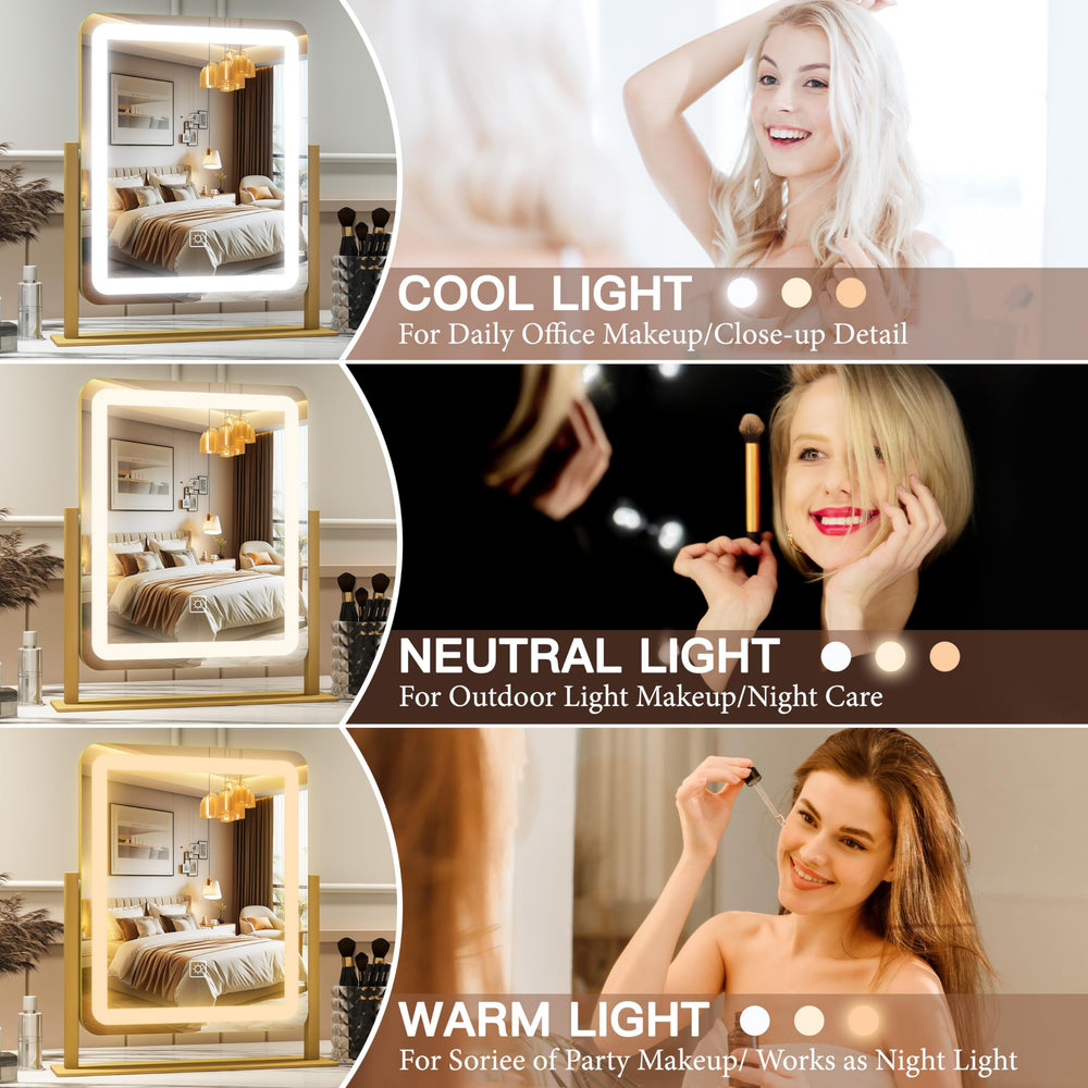 Miroir FENNIO vanité, bouton tactile et ajustement de luminosité précis.