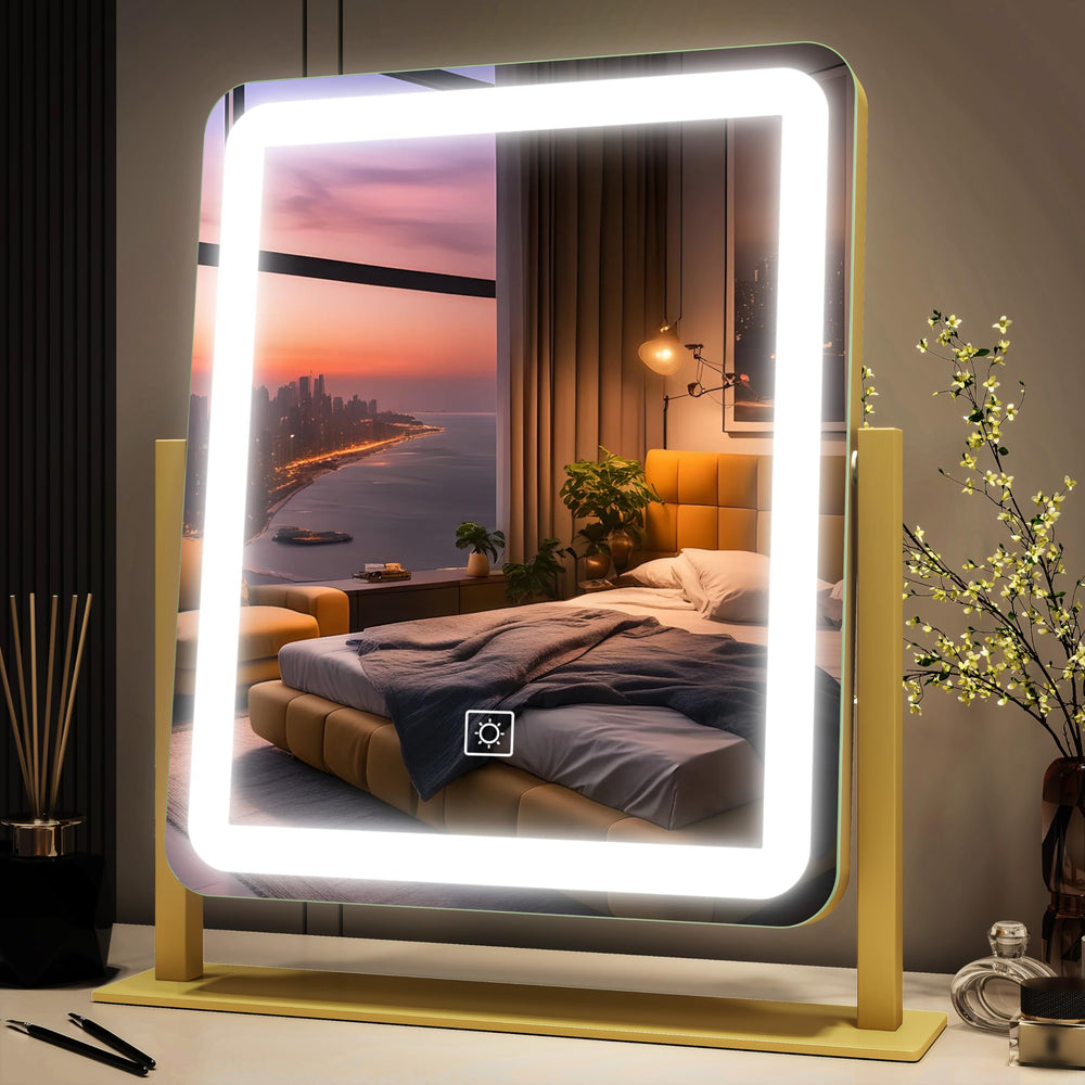 Miroir de vanité FENNIO lumineux 15x12 offrant une lumière homogène pour un maquillage précis.