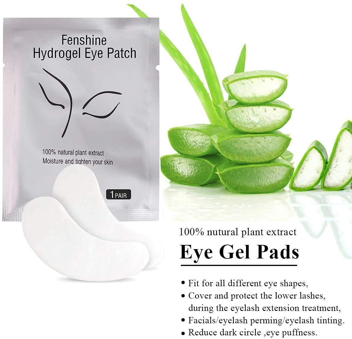 Parches gel para ojos de fenshine con empaque individual, facilita almacenamiento.