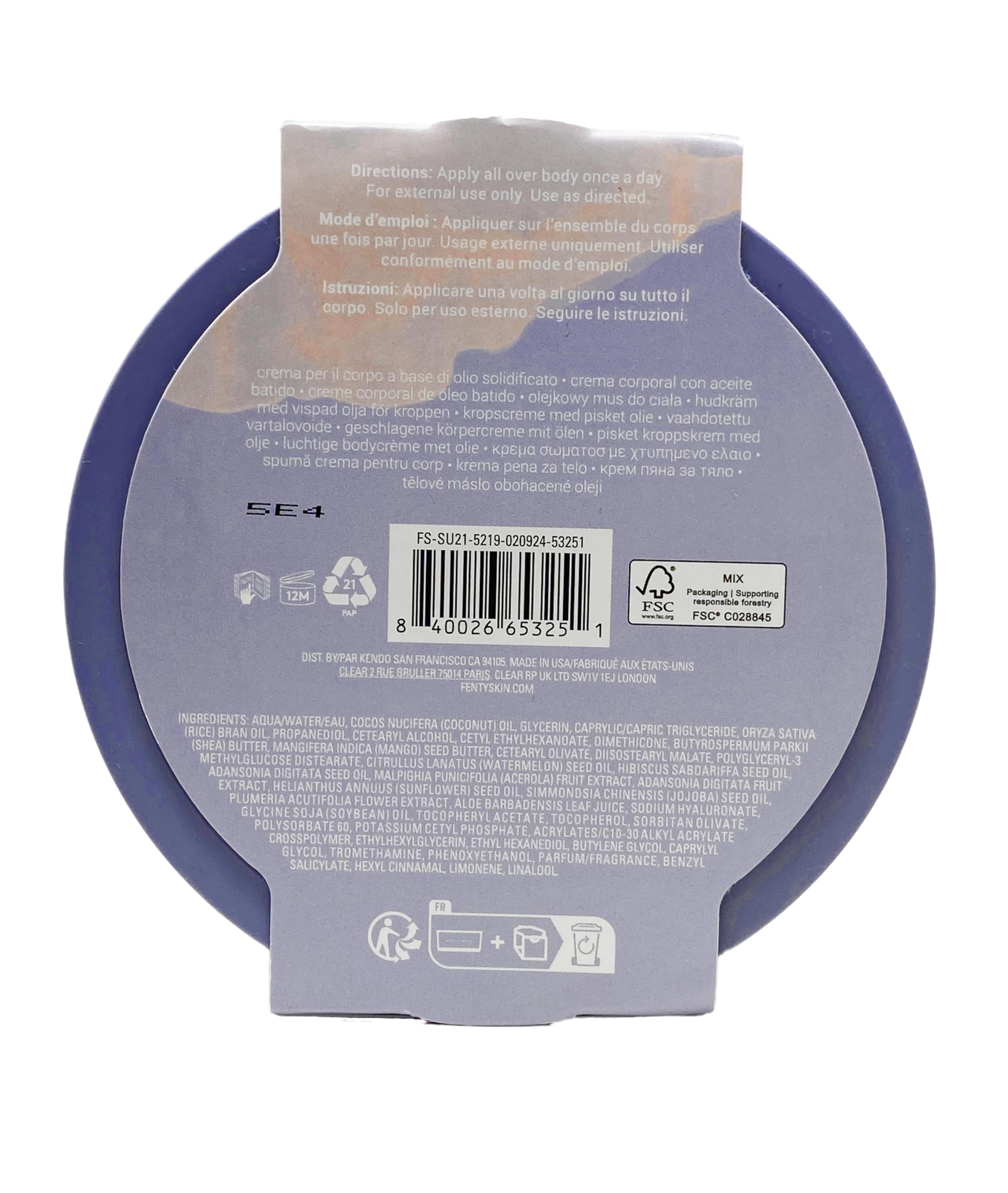 Fenty Skin Butta Drop crema corporal fragancia fresca con aroma tropical