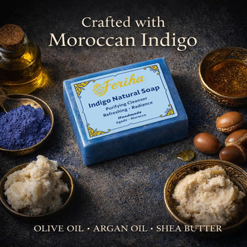 FERIHA Indigo Nila con aceite de argán nutre la piel.