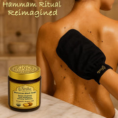 FERIHA jabón negro beldi, exfoliación profunda para limpiar poros.