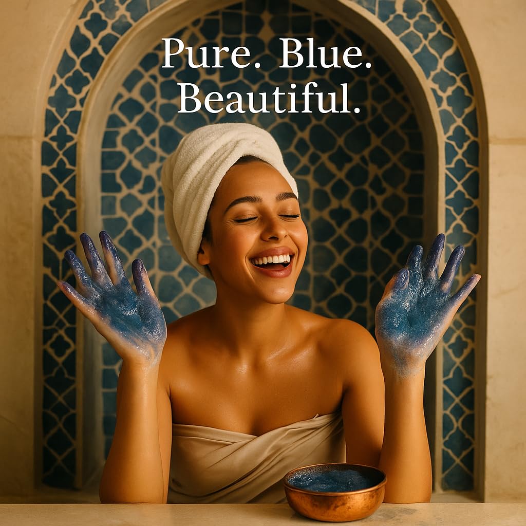 Feriha Jabón Negro Marroquí: textura azul sahariana para exfoliar suavemente la piel