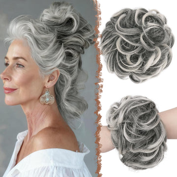 FESHFEN moño desordenado grande con textura natural y volumen
