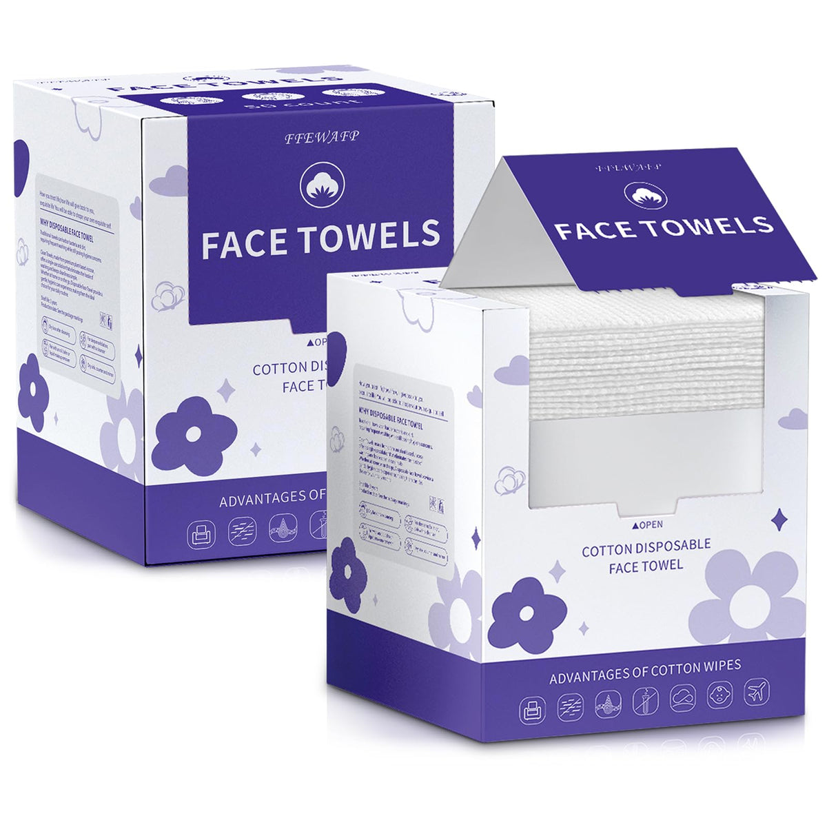 FFEWAFP: toallas faciales desechables, 100 unidades, dos cajas; limpieza suave para la piel.