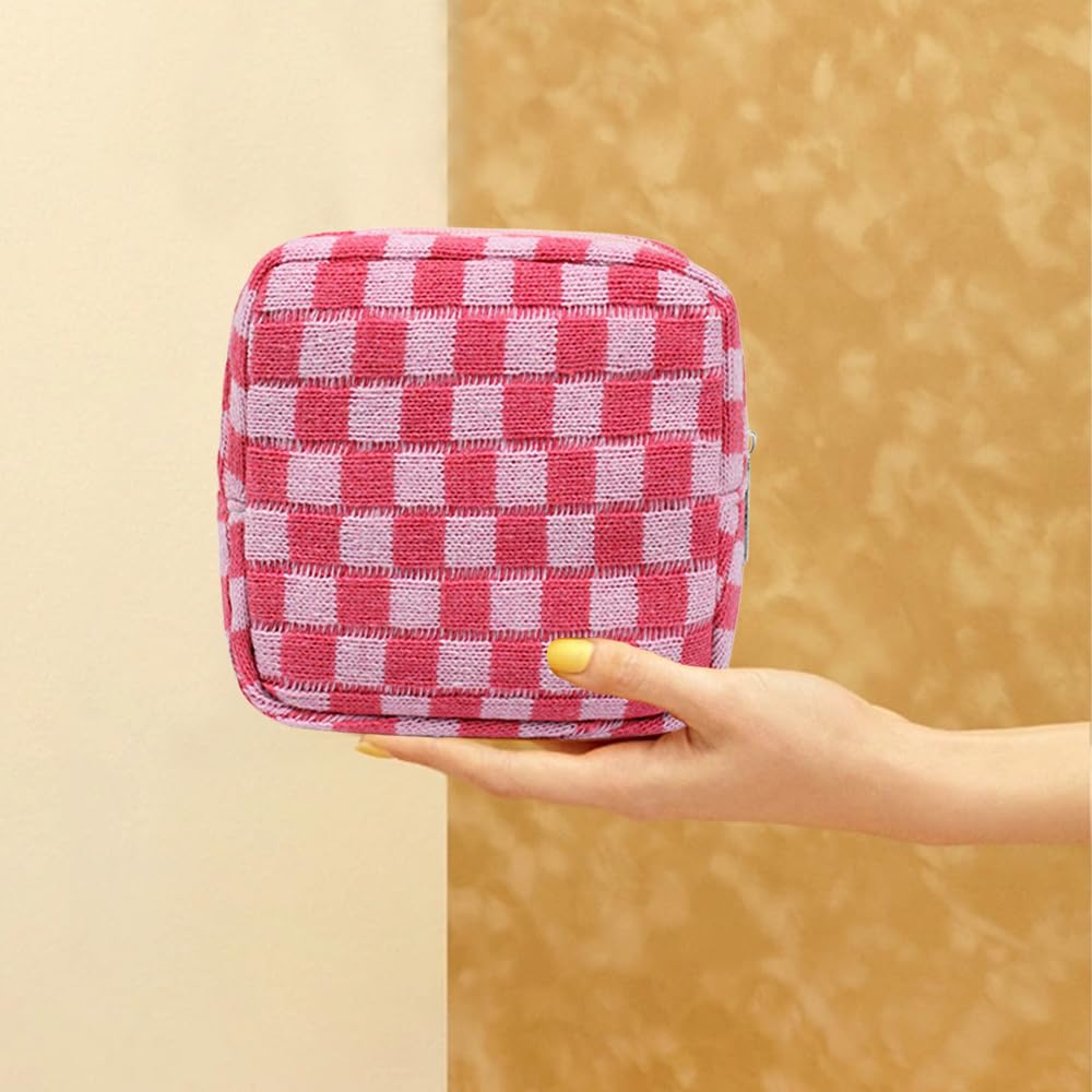 FFpaw accesorio de belleza rosa a cuadros, diseño elegante para almacenamiento útil.