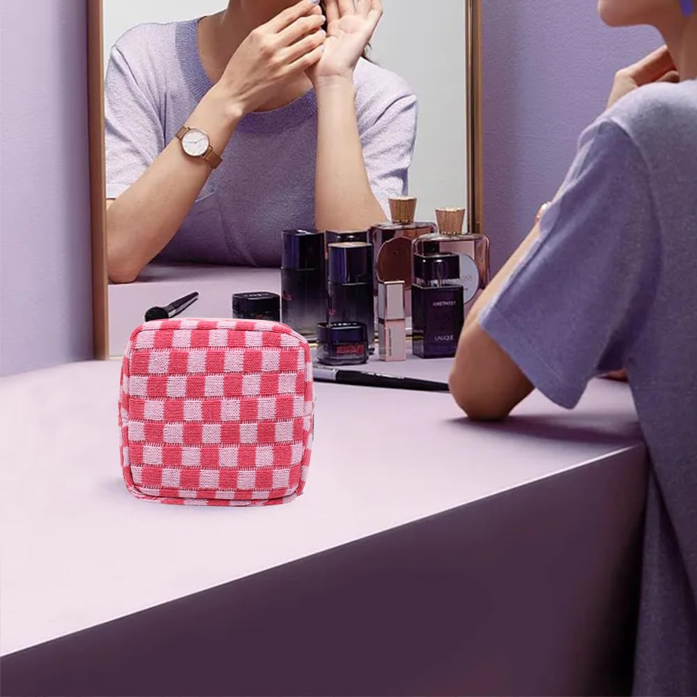 FFpaw cosmetico compacto rosa para bolso diario, con cierre resistente.