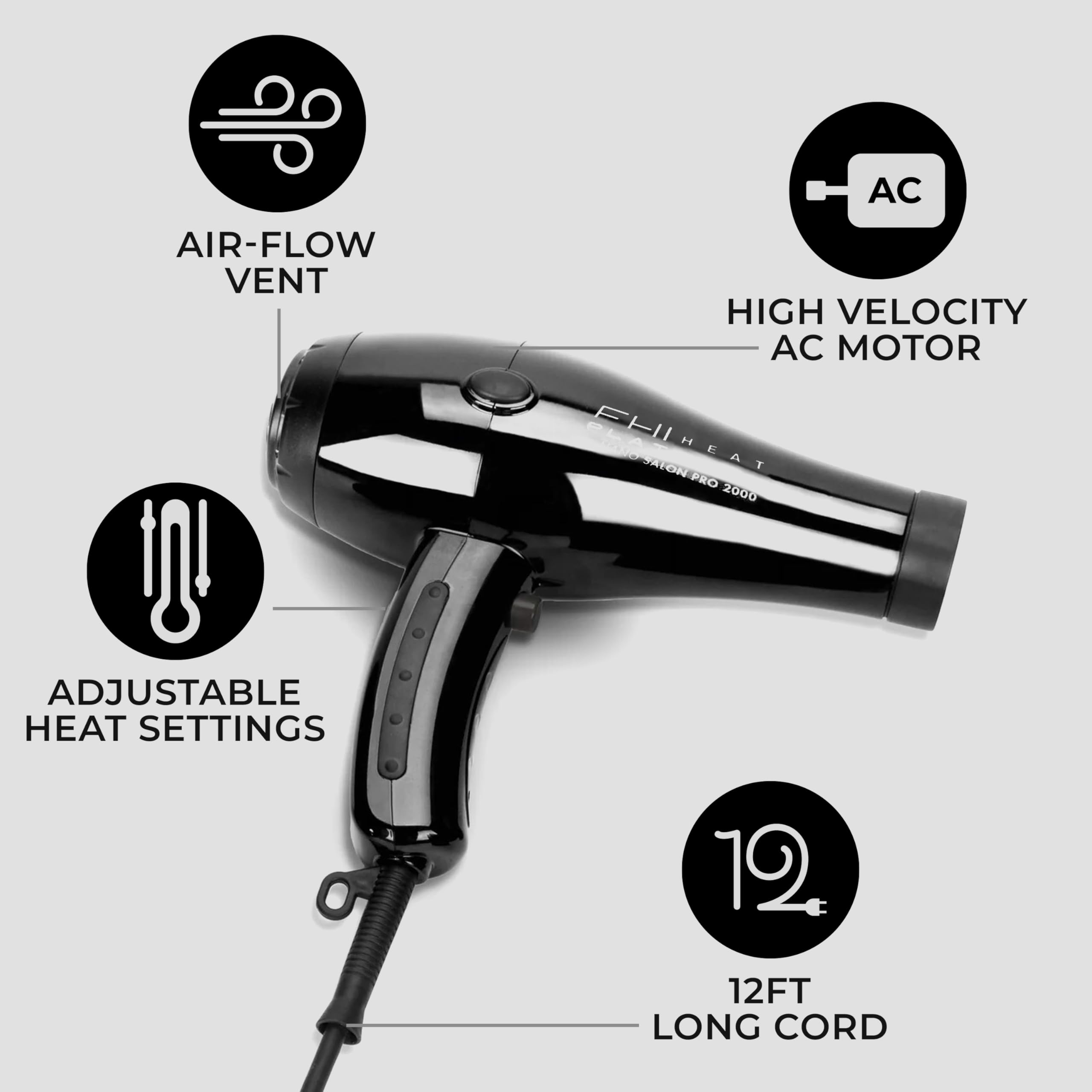 FHI Heat Platform Nano Power Salon Pro 2000 secando desde el interior para mayor control