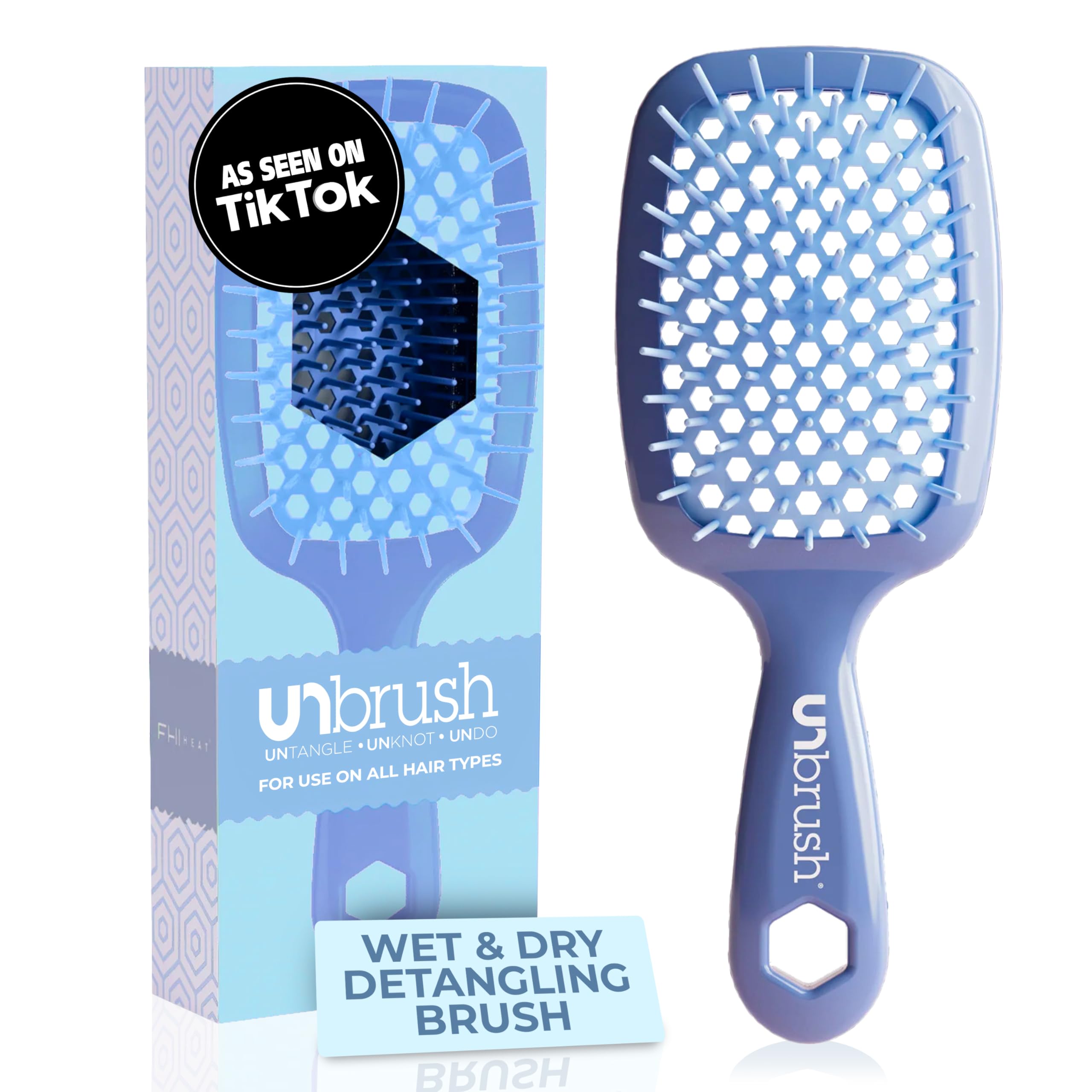 FHI Heat UNbrush con cerdas DuoFlex antiestáticas para desenredar sin tirar del cabello.