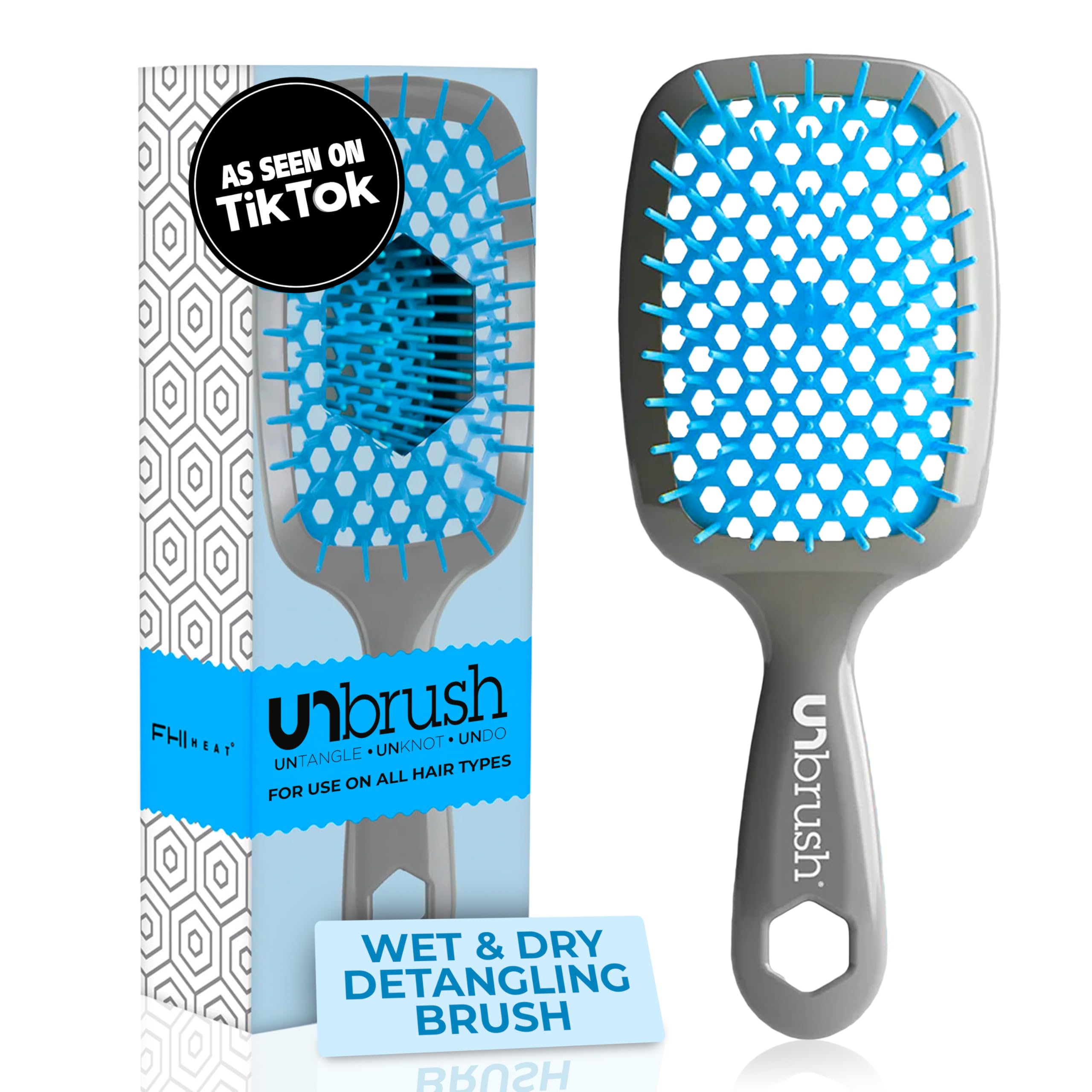 FHI Heat UNbrush desenredante para pelo húmedo, cerdas antiestáticas reducen tirones
