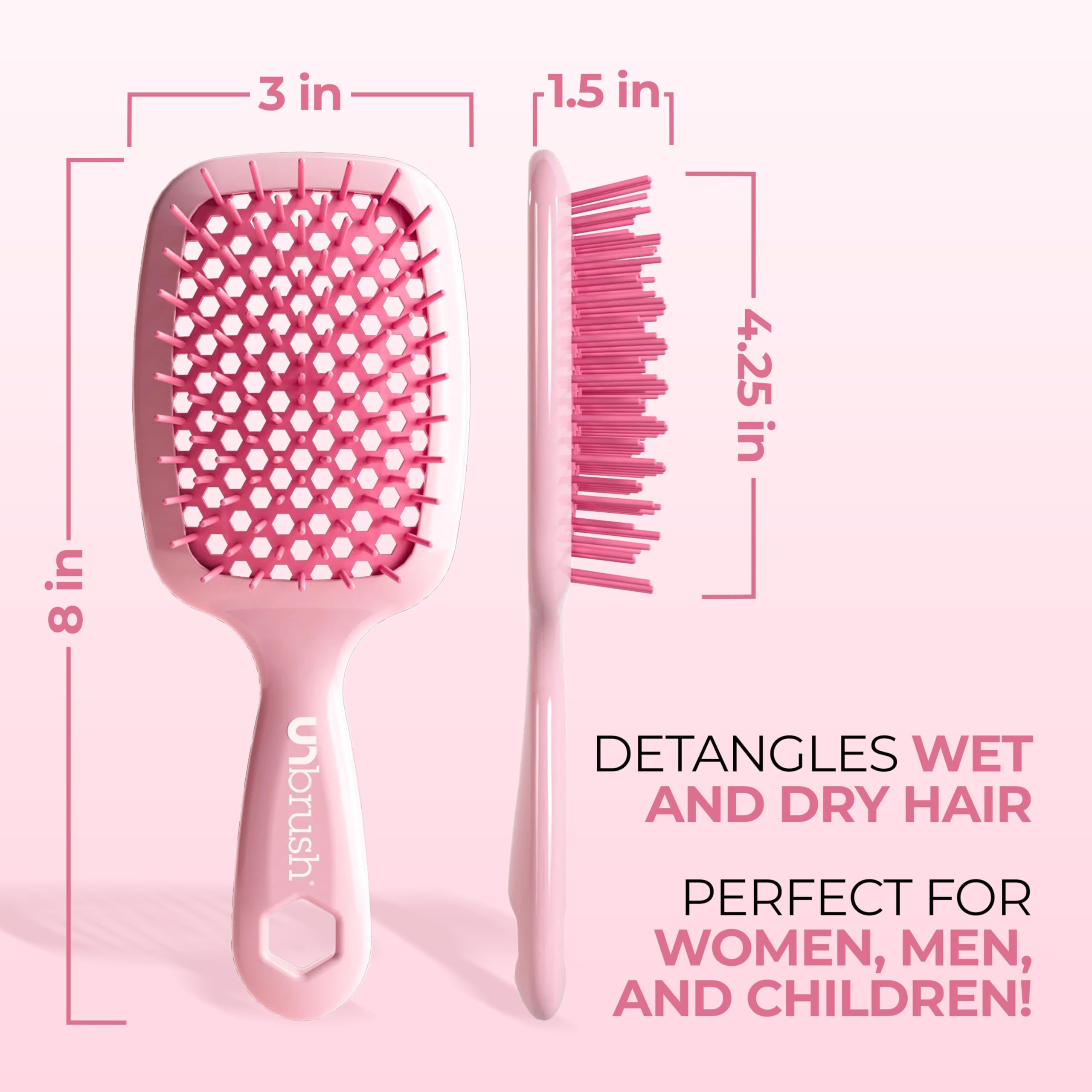 UNbrush para cabello seco; deslizamiento suave y eficiente.