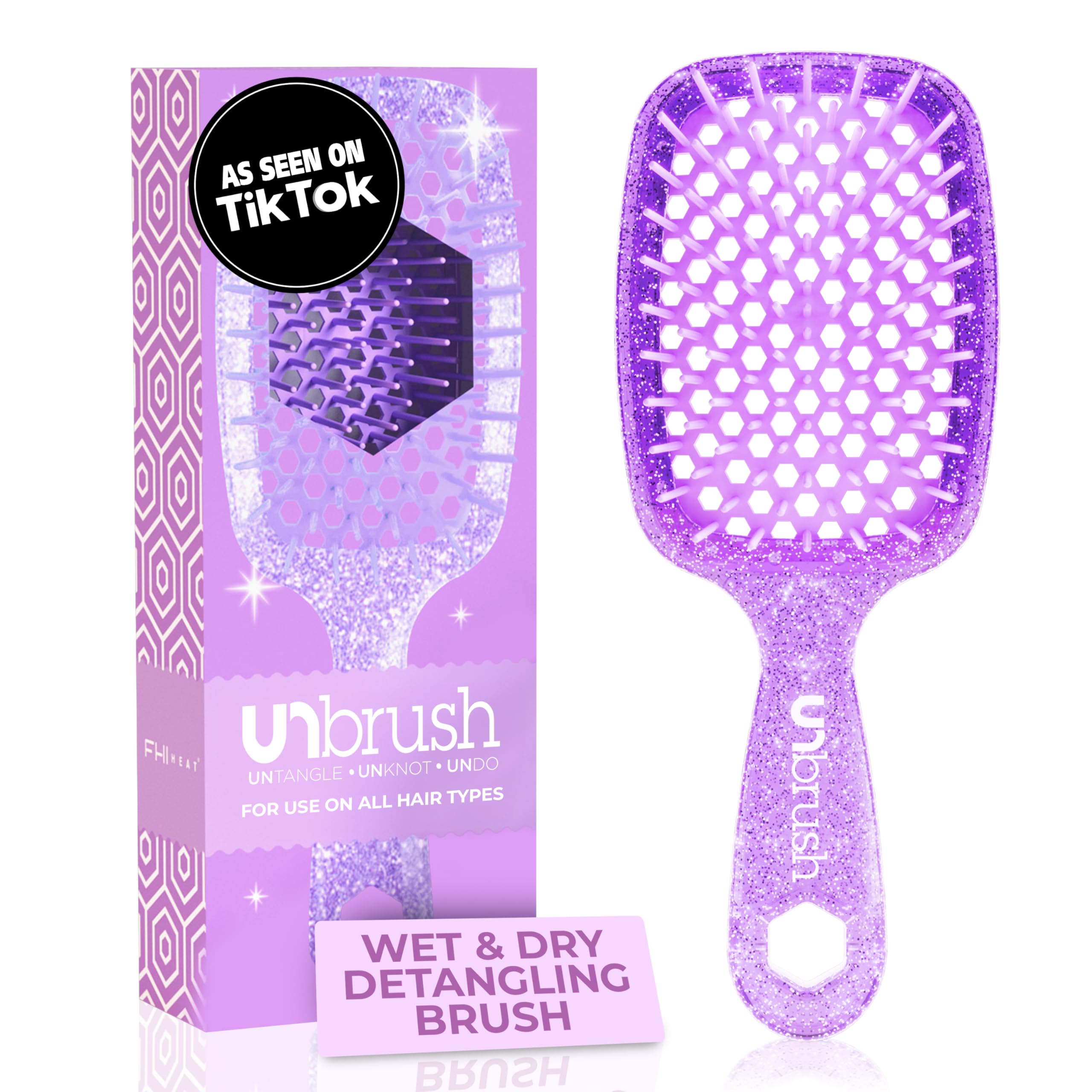 FHI Heat UNbrush con dientes DuoFlex desenreda sin dolor para todo tipo de cabello.