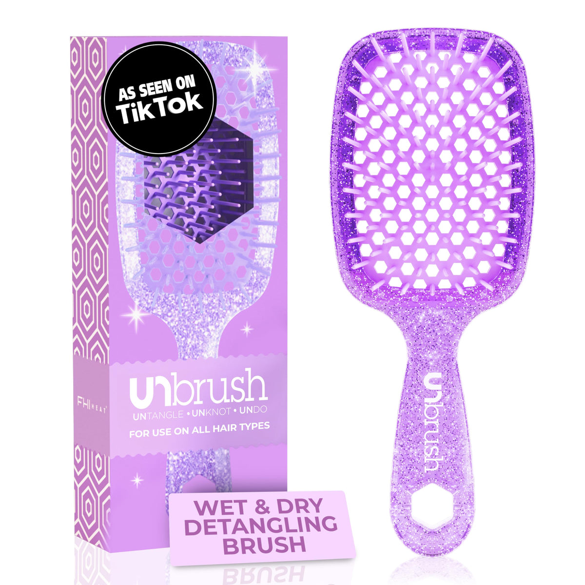 FHI Heat UNbrush con dientes DuoFlex desenreda sin dolor para todo tipo de cabello.