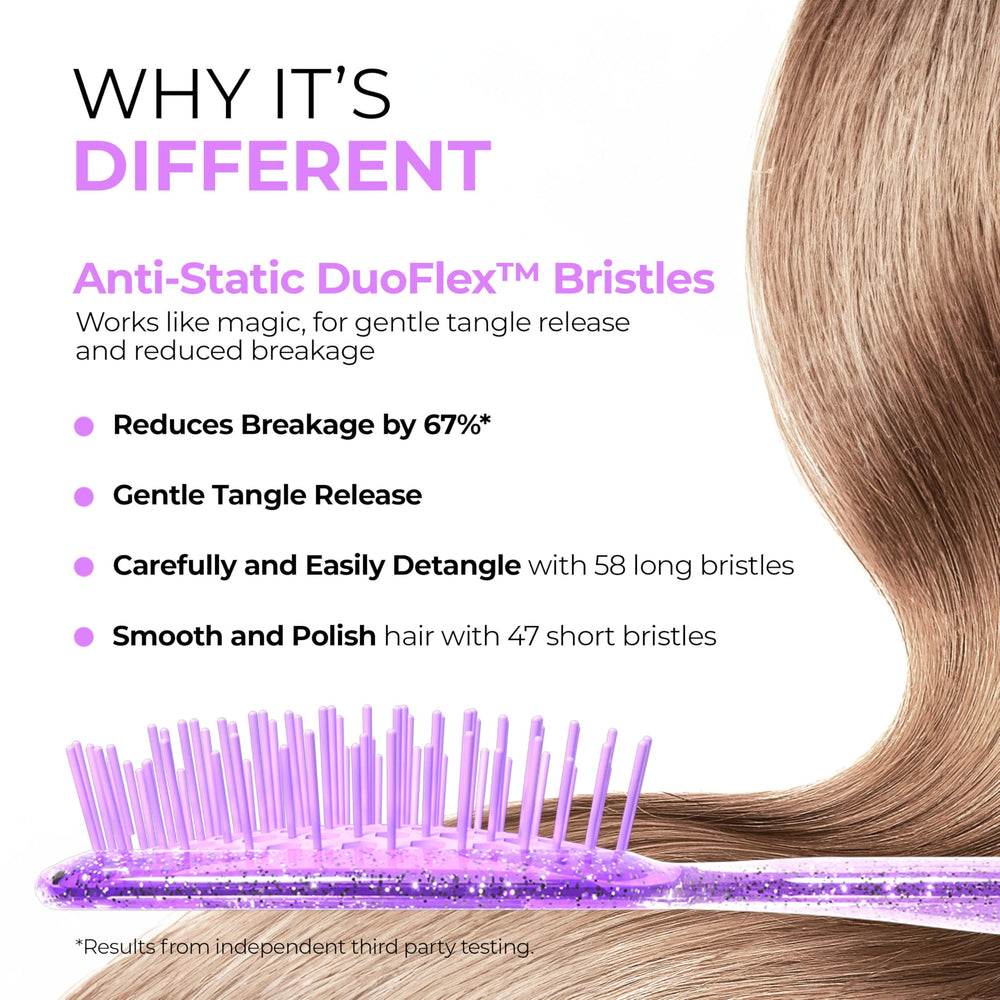 Dientes mini 47 del UNbrush suavizan y pulen el cabello.