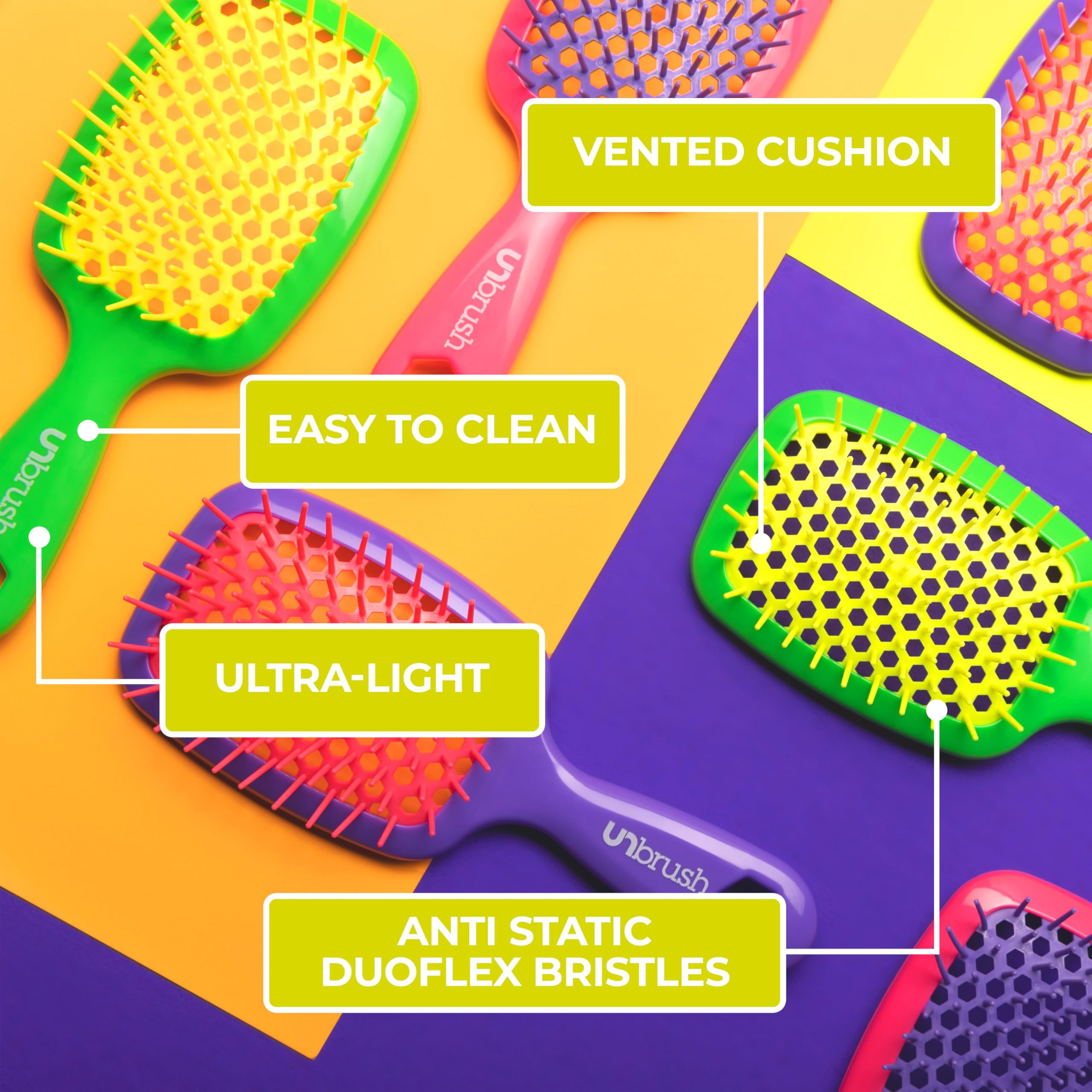Uso en húmedo o seco con UNbrush para cabello suave.