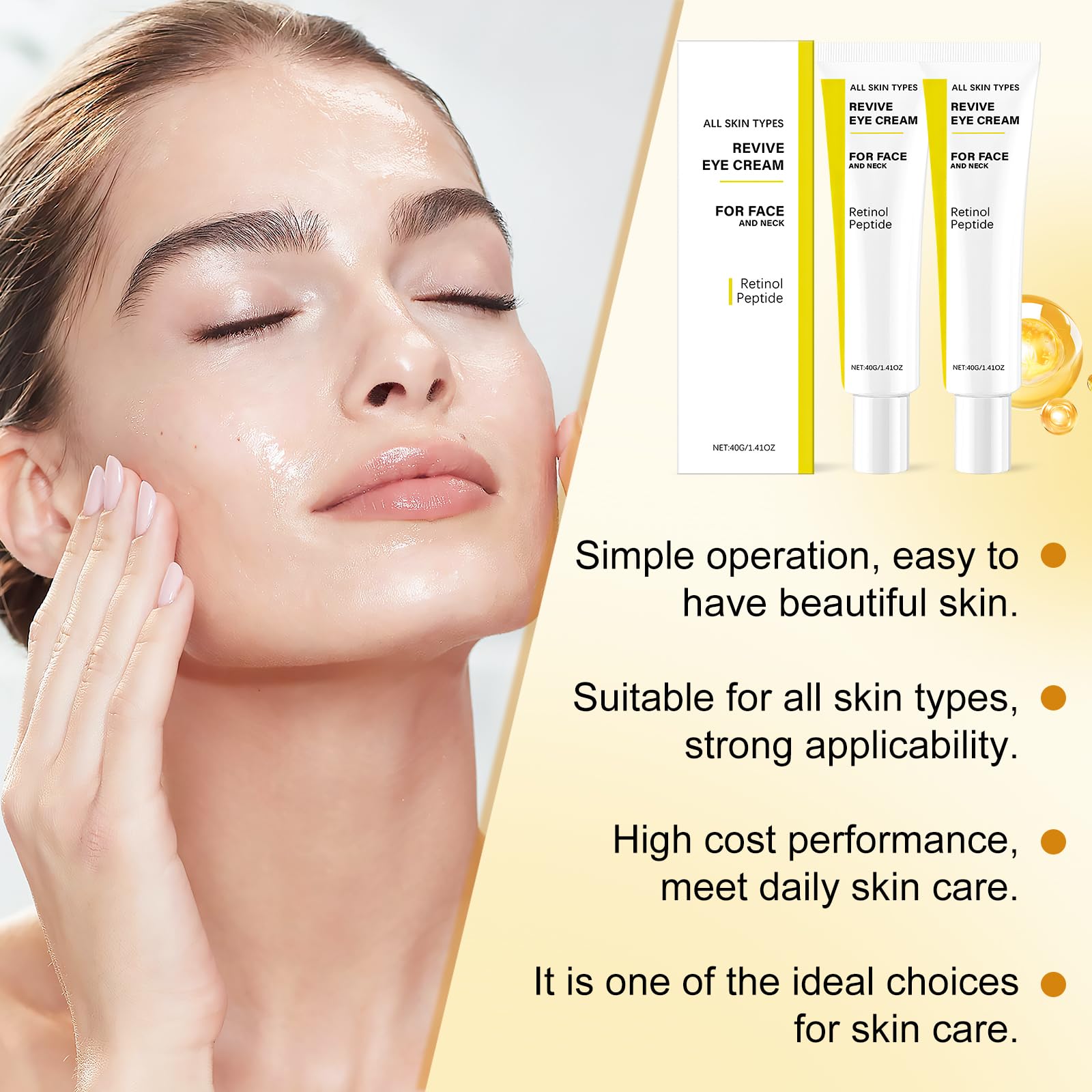 FIYADWZH Revive crema ojos efecto brillo uniforme: ilumina discretamente.