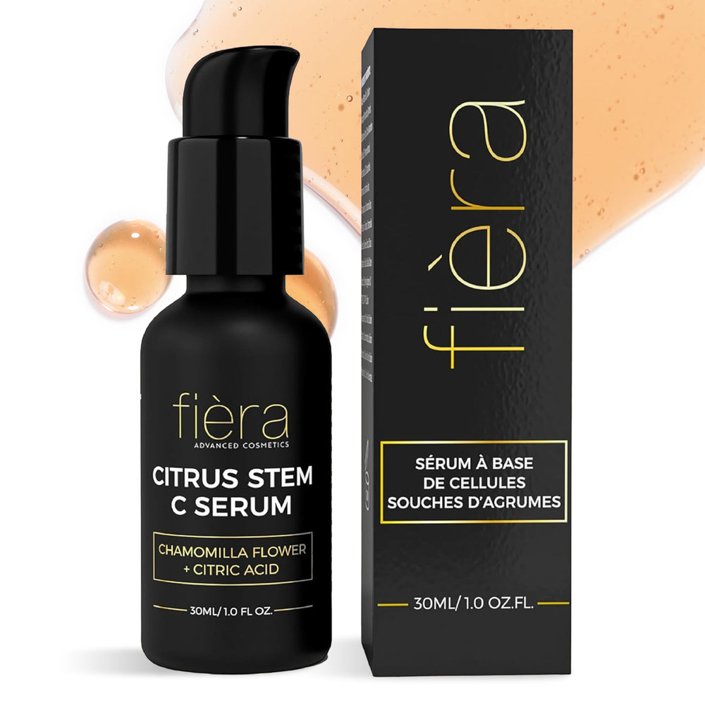 Fièra Serum Vitamina C sobre botella destaca hidratación profunda y tono uniforme.