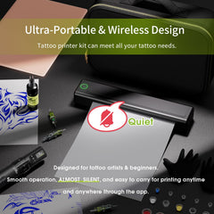 Impresora Filter Tattoo con batería integrada para sesiones sin cables.