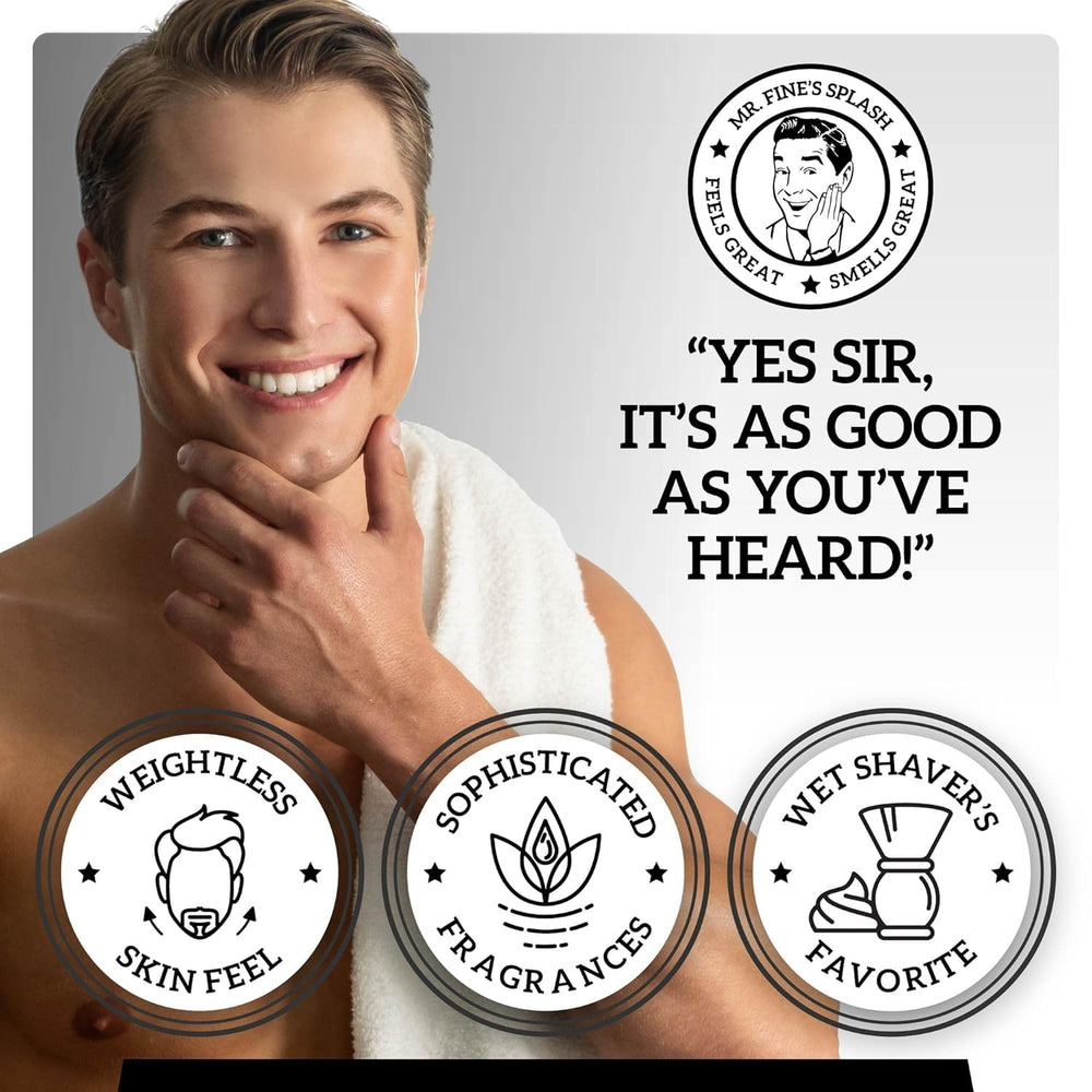 Empaque premium de Mr. Fine Aftershave Platinum que acompaña la experiencia diaria.