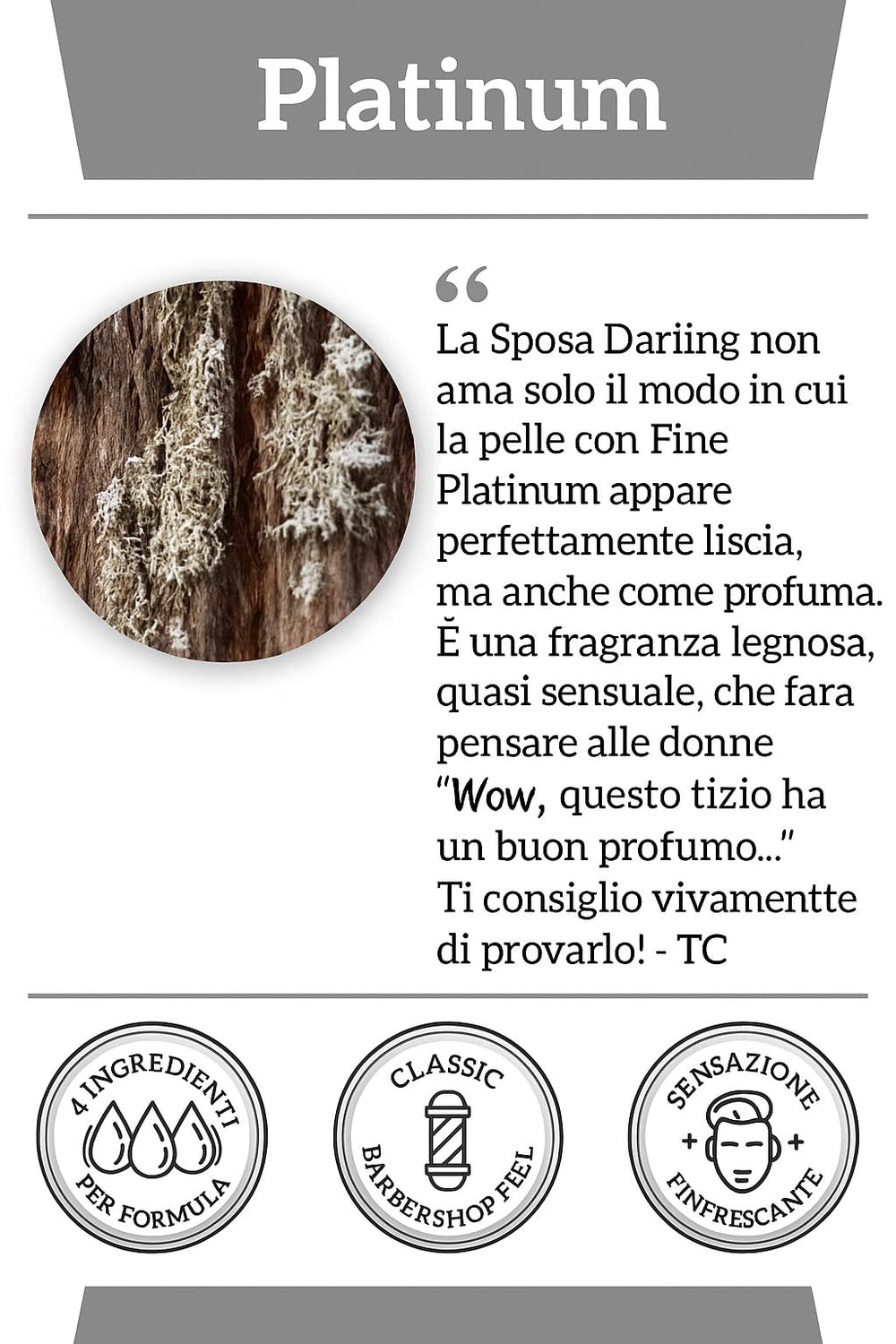 Etiqueta de Mr. Fine Aftershave Platinum con fragancia sofisticada y duradera.