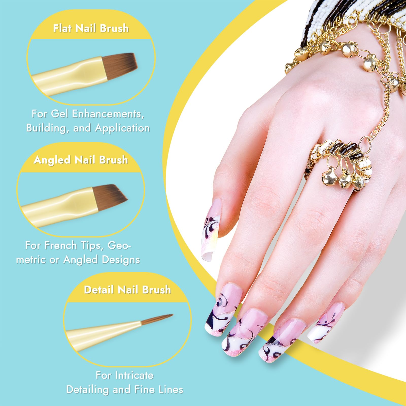 Brochas Finea para French Tip con filo suave para líneas elegantes