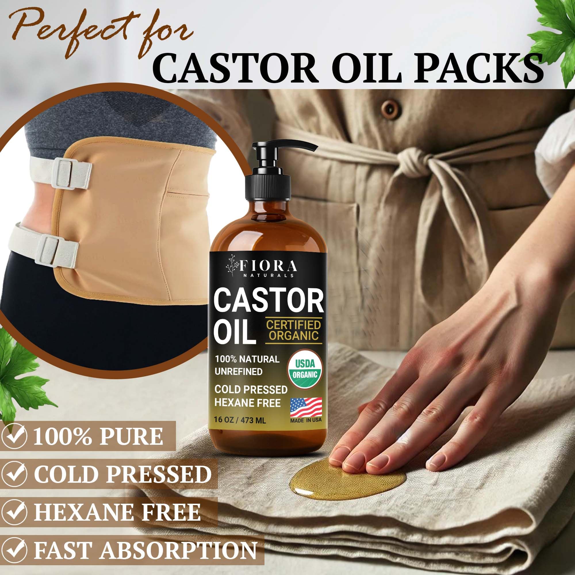 Fiora Naturals crecimiento de pestanas y cejas con aceite de ricino