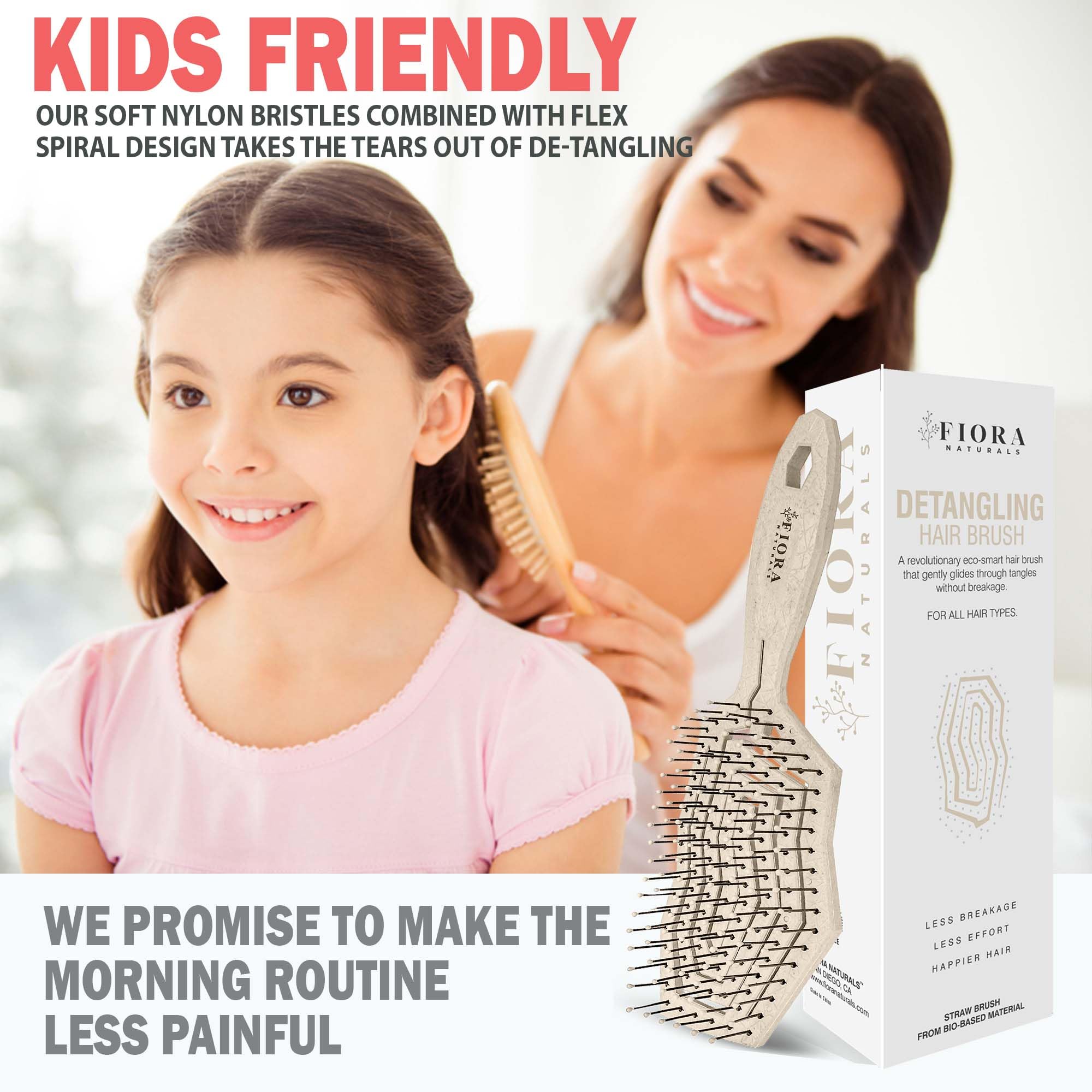 Apto para niños Fiora Naturals facilita desenredar mañanas menos estresantes.