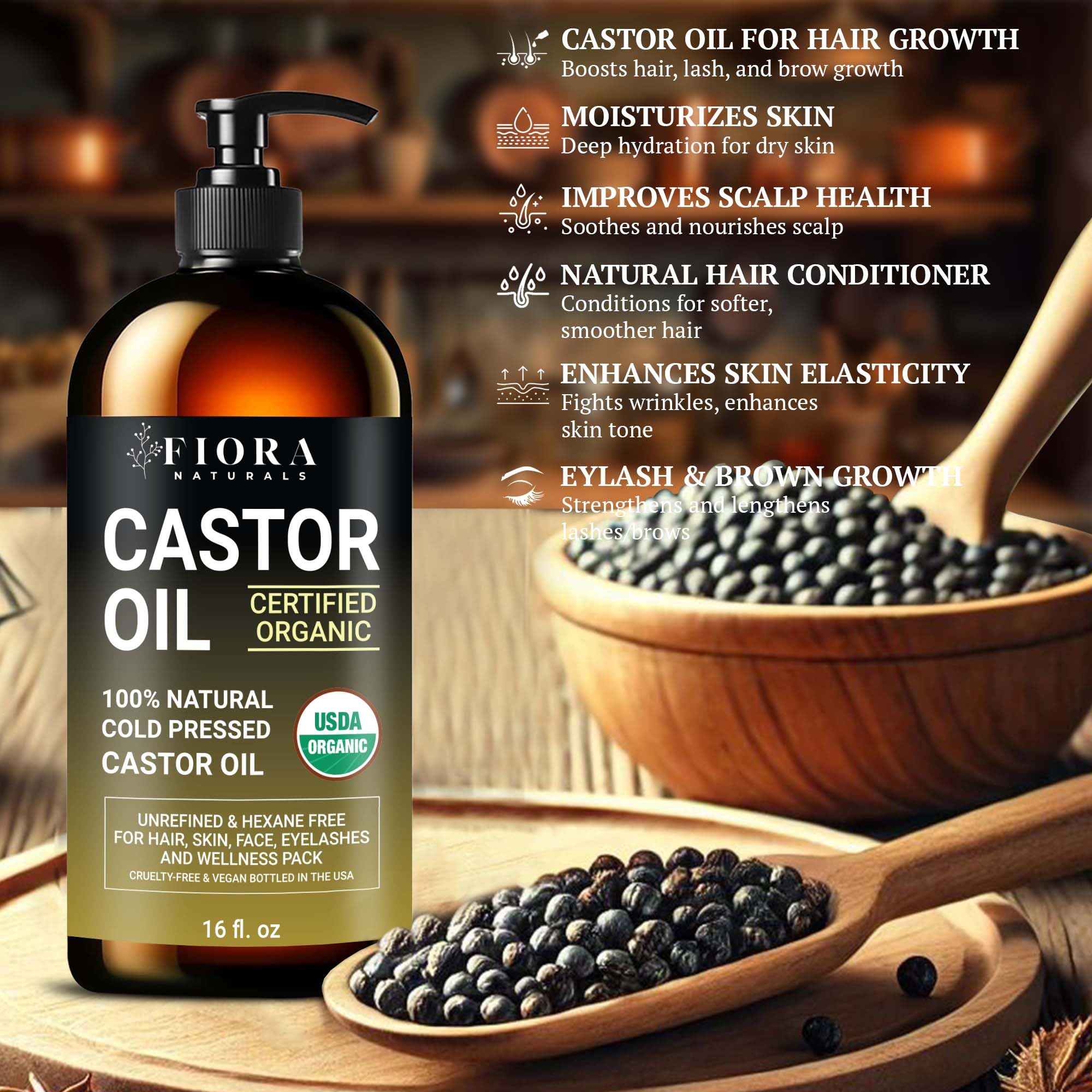 Fiora Naturals ritual de autocuidado con aceite de ricino