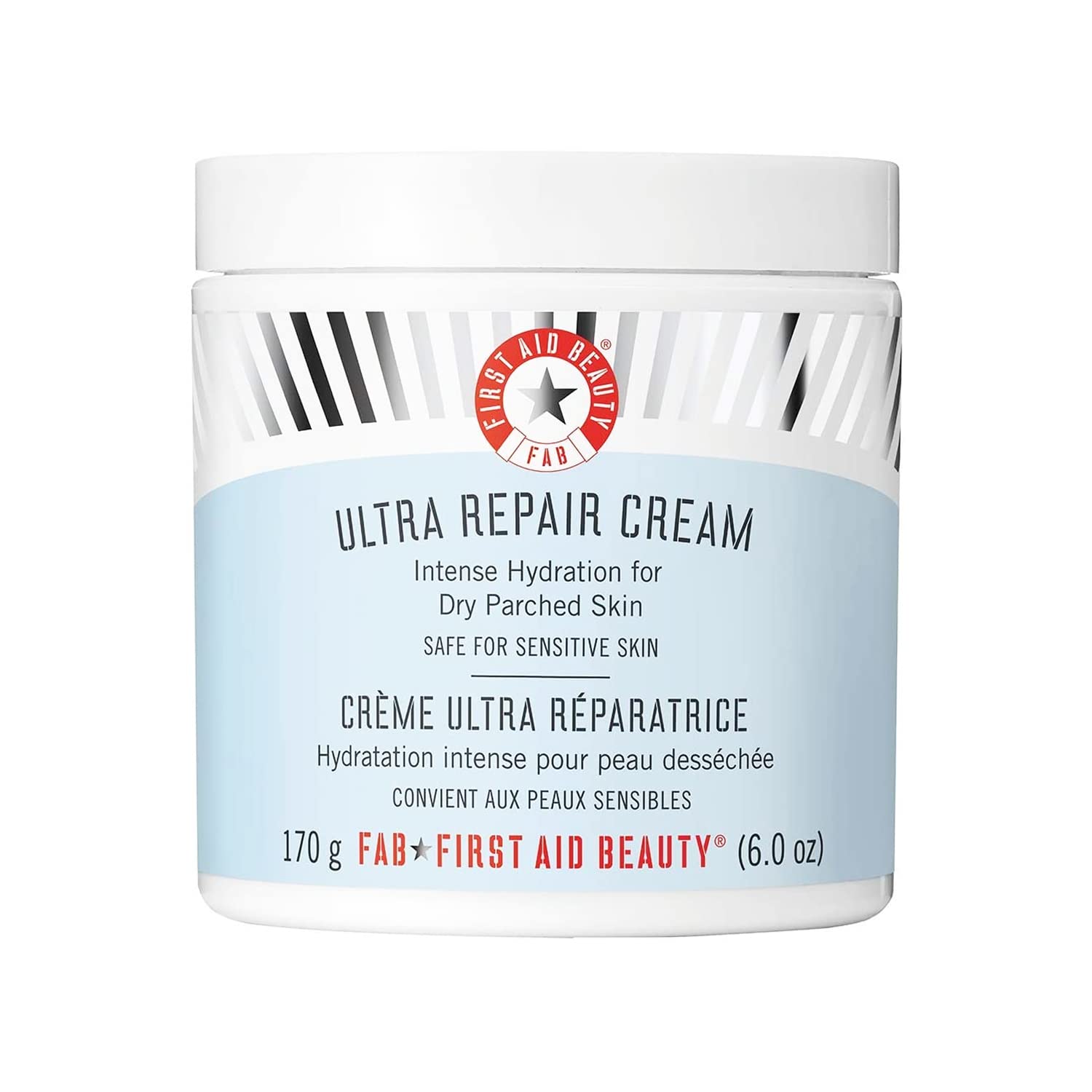 First Aid Beauty crema de reparación intensiva frasco de 170 g para hidratación profunda.