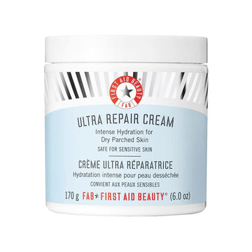 First Aid Beauty crema de reparación intensiva frasco de 170 g para hidratación profunda.