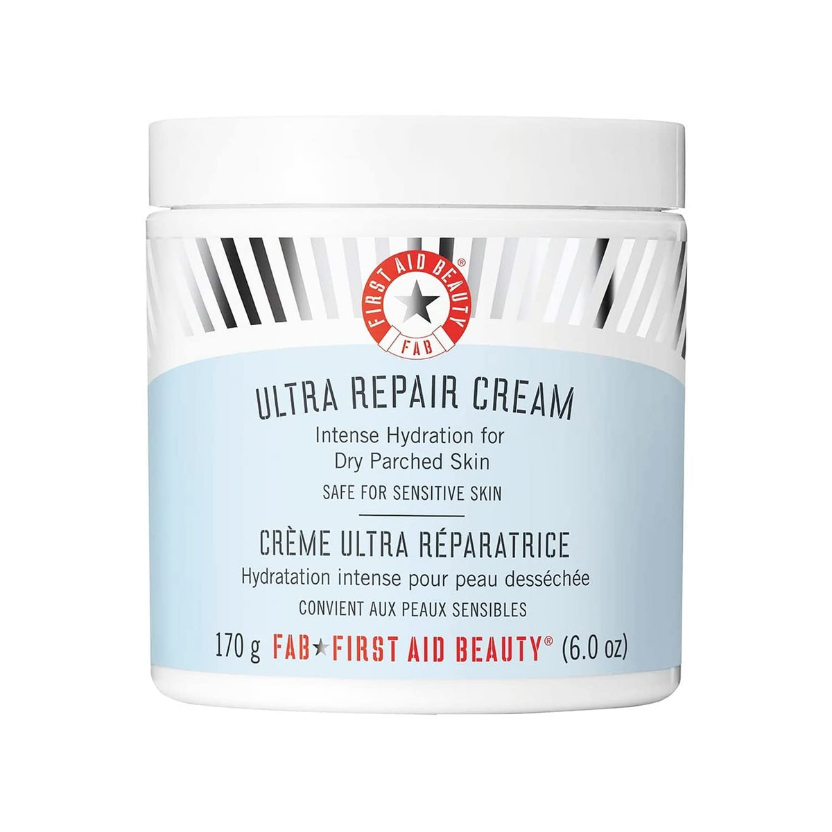 First Aid Beauty crema de reparación intensiva frasco de 170 g para hidratación profunda.